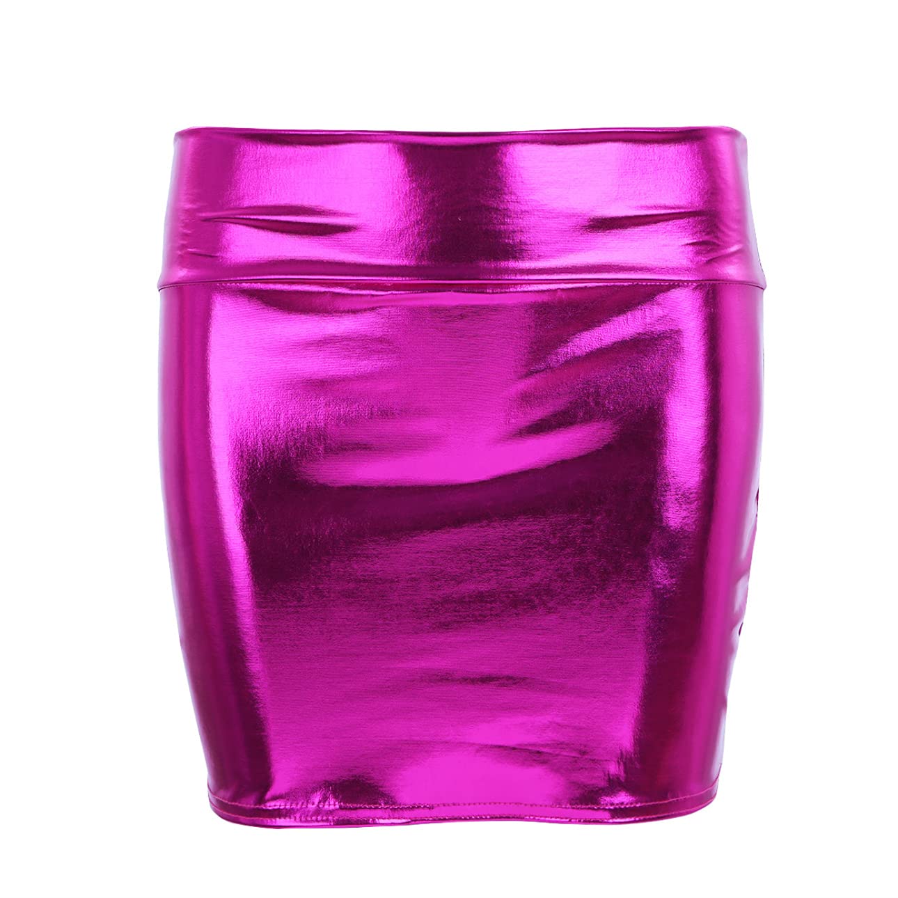 Women's Shiny Metallic Liquid Mini Skirt - Sexy A-Line Party Skirt for Night Out, Clubwear & Cocktail Dresses | Perfect for Clubbing, Date Nights & Special Occasions
