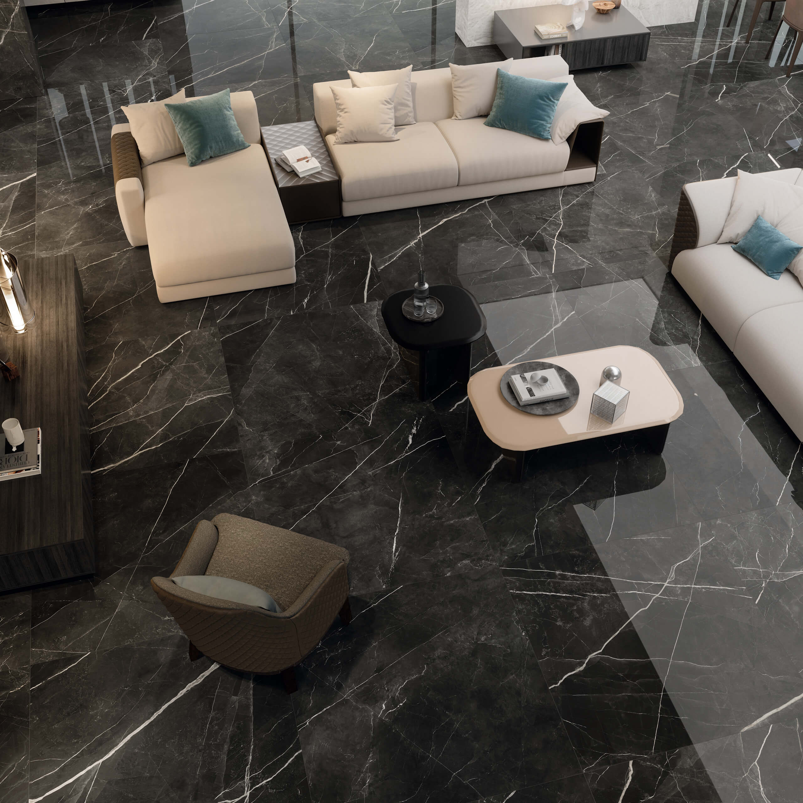 Premium Marvel Gala 1200x600mm Lappato Calacatta Black Porcelain Tile - Luxury Flooring for Living Room, Kitchen & Bathroom Renovation