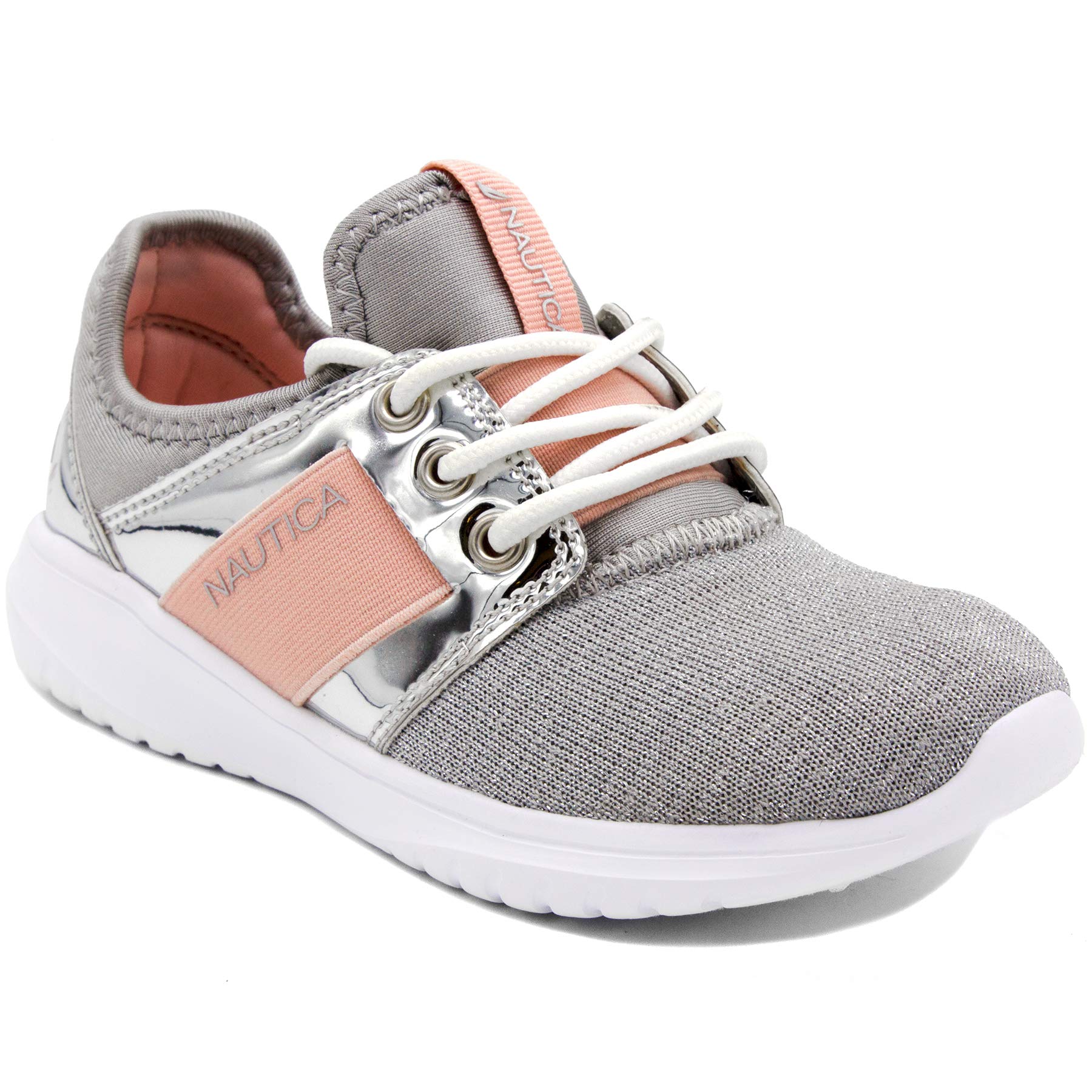 Nautica Kids Girls Metallic Fashion Sneakers - Lightweight Athletic Running Shoes for Toddler, Little & Big Kids - Perfect for School, Play & Everyday Wear