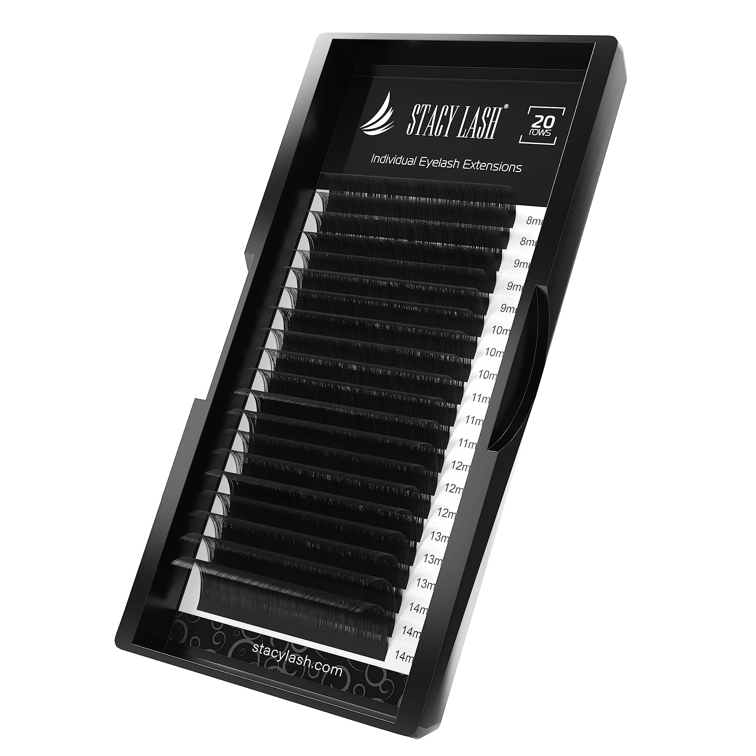 Premium 0.05mm Black Individual Eyelash Extensions - 20 Rows Tray (8-14mm, Curl-B) | Semi-Permanent Lash Kit for Natural Volume & Length | Perfect for Bridal, Party & Daily Makeup Looks