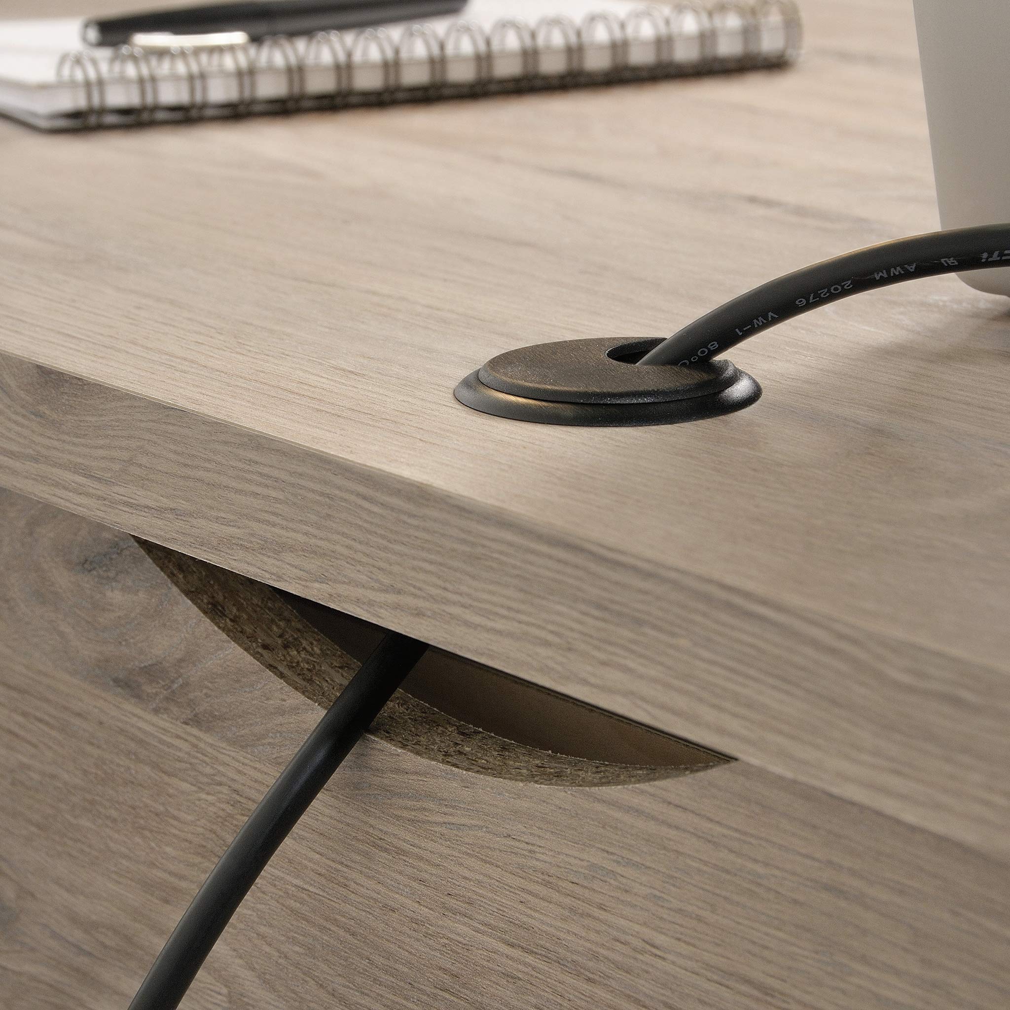 Sauder Summit Station Desk - Laurel Oak Finish | Modern Home Office Desk for Work & Study | Durable Writing Desk with Storage