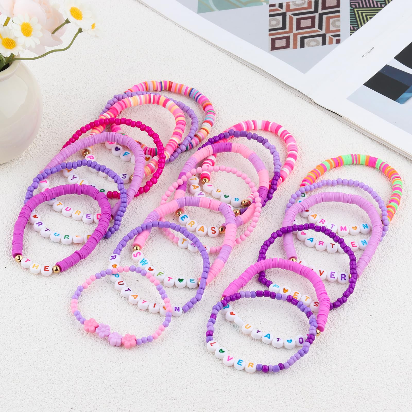 Colorful Clay Bead Friendship Bracelets for Women - Best Friendship Gift Set for Concerts, Celebrity Fan Meetups & Special Occasions | Perfect for BFF Gifts, Music Festivals and Girls' Night Out