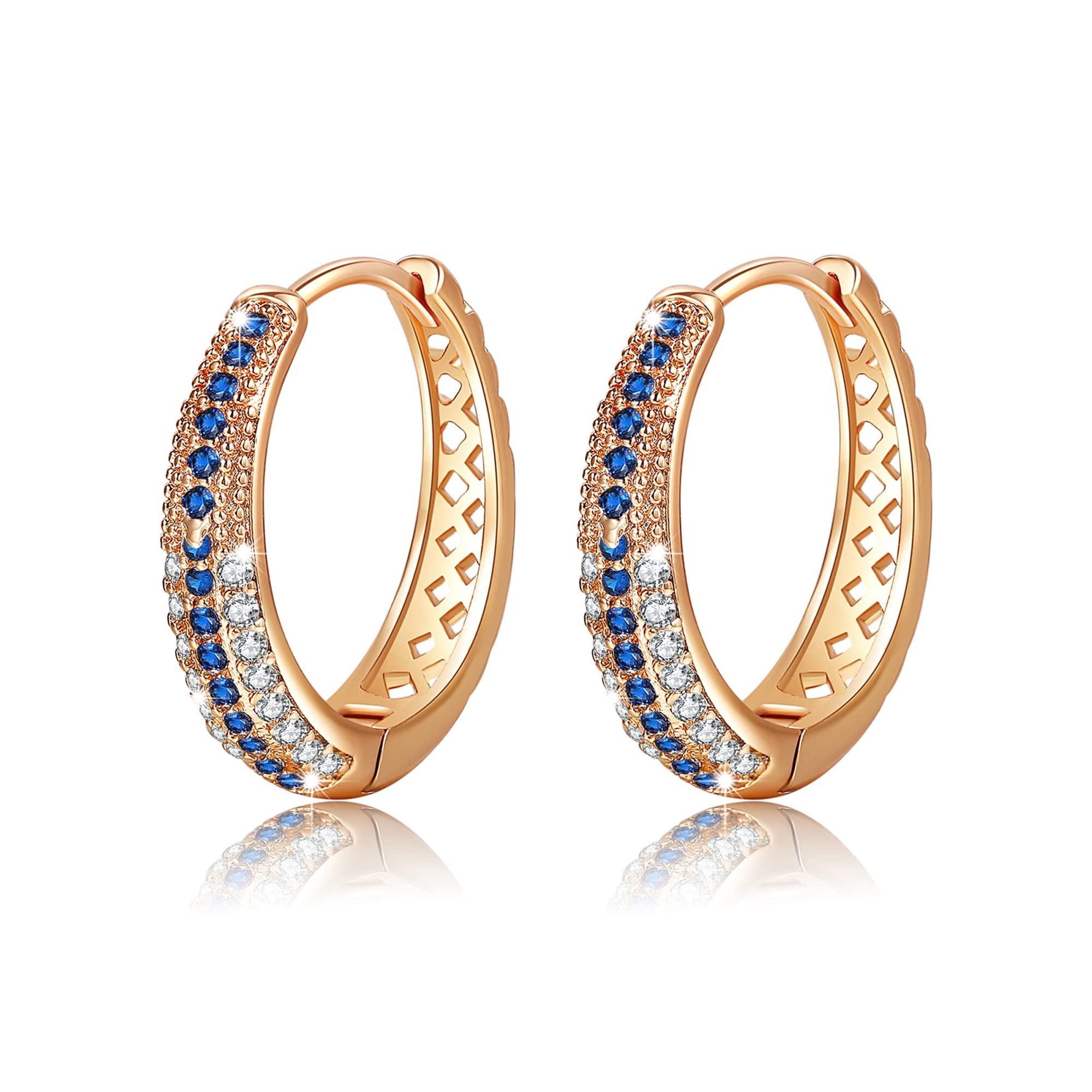 14K Gold Plated Cubic Zirconia Halo Stud Earrings for Women & Girls - Hypoallergenic Fashion Jewelry Gift for Birthday, Anniversary & Everyday Wear