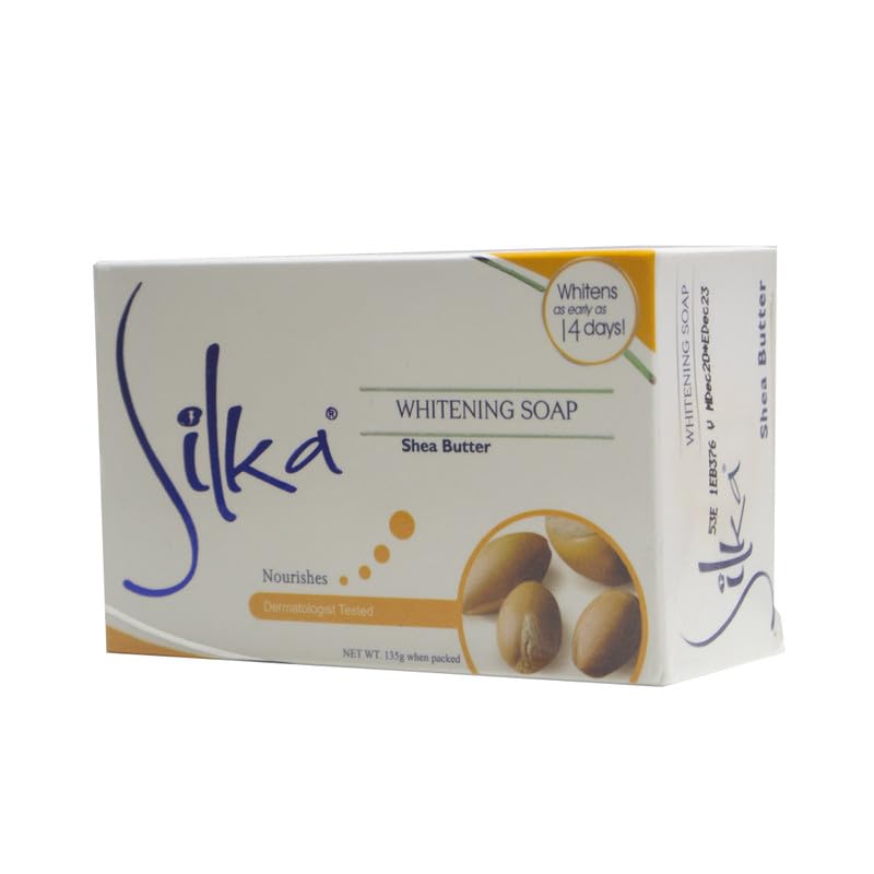 Silka Shea Butter Whitening Soap - Natural Skin Lightening & Brightening Bar for Face & Body - Pack of 1 - Perfect for Daily Skincare Routine & Dark Spot Treatment