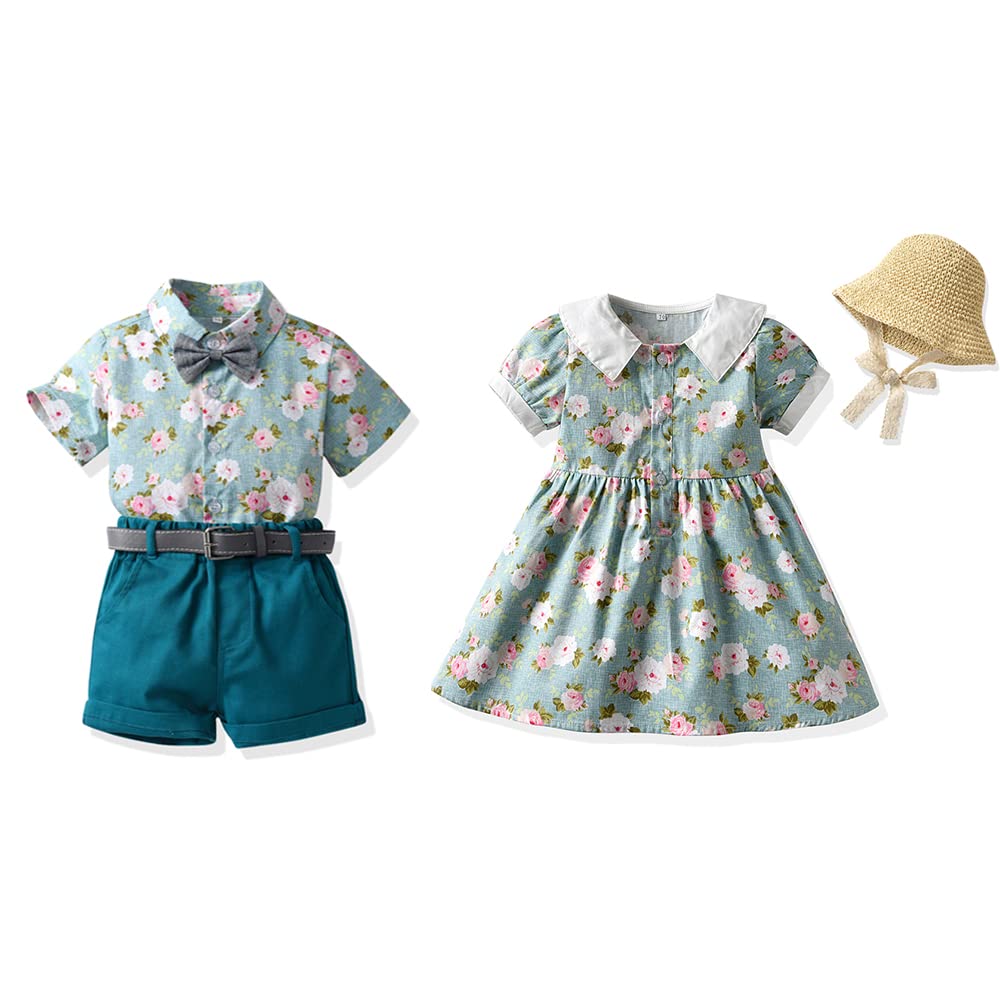 Adorable Matching Summer Outfits for Toddler Boys & Girls - Gentleman Suits & Dresses Set | Perfect for Family Photos, Birthday Parties & Special Occasions