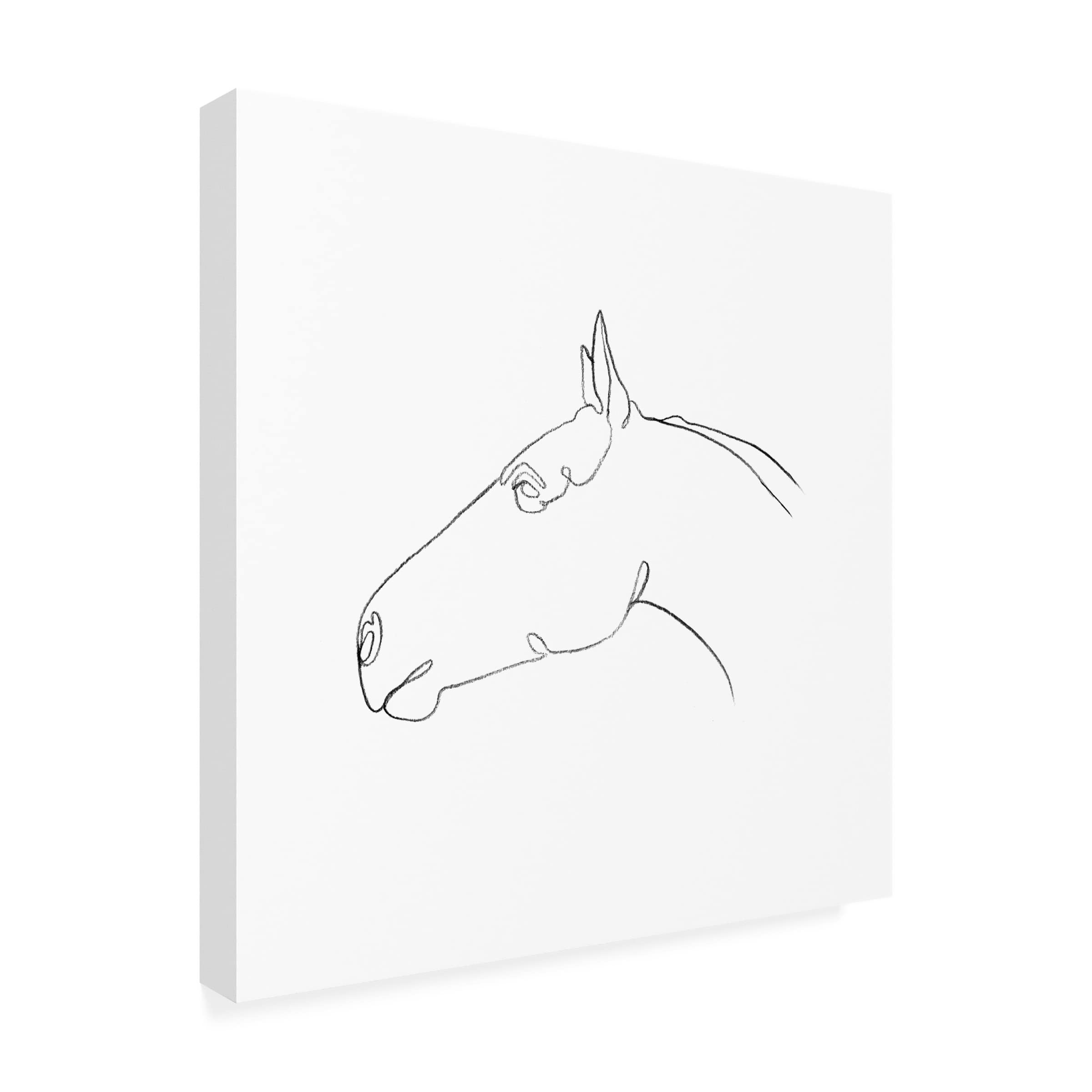 Emma Scarvey 'Equine Pencil Contour I' Canvas Art Print - Handmade Horse Drawing Wall Decor for Living Room, Bedroom & Office