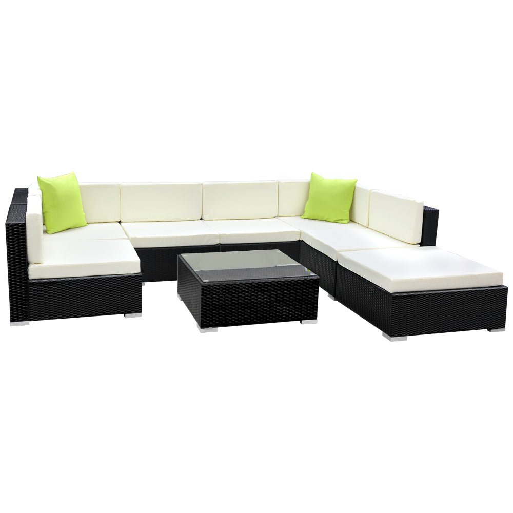 8-Piece Outdoor Wicker Sofa Set with Cushions - Patio Furniture for Garden, Poolside, and Backyard Lounge