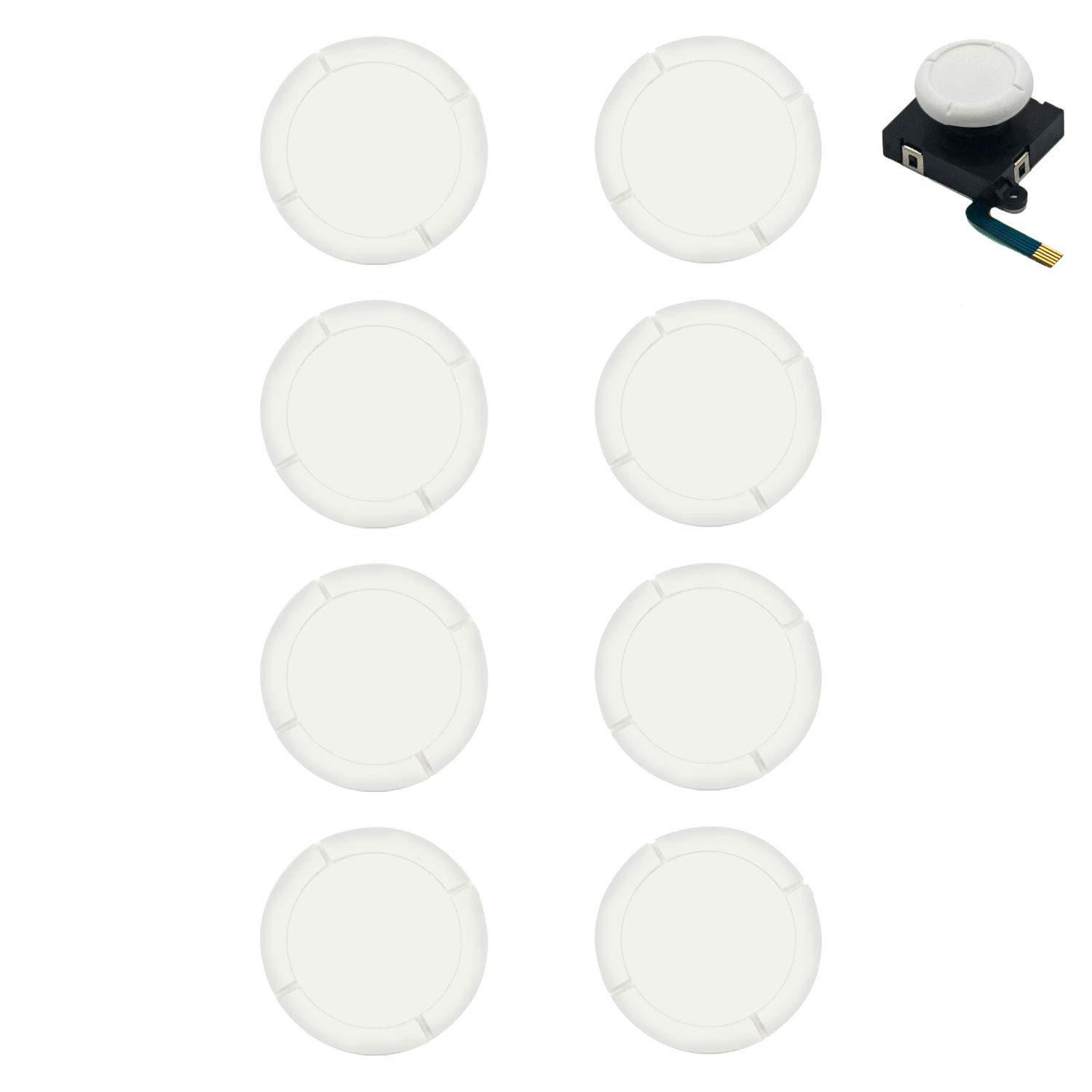 BRHE Replacement Thumb Grip Caps for Nintendo Switch & Switch Lite - 8-Pack White Silicone Rubber Joystick Cover Set for 3D Analog Sticks | Enhanced Grip & Comfort for Gaming, Travel, and Long Play Sessions