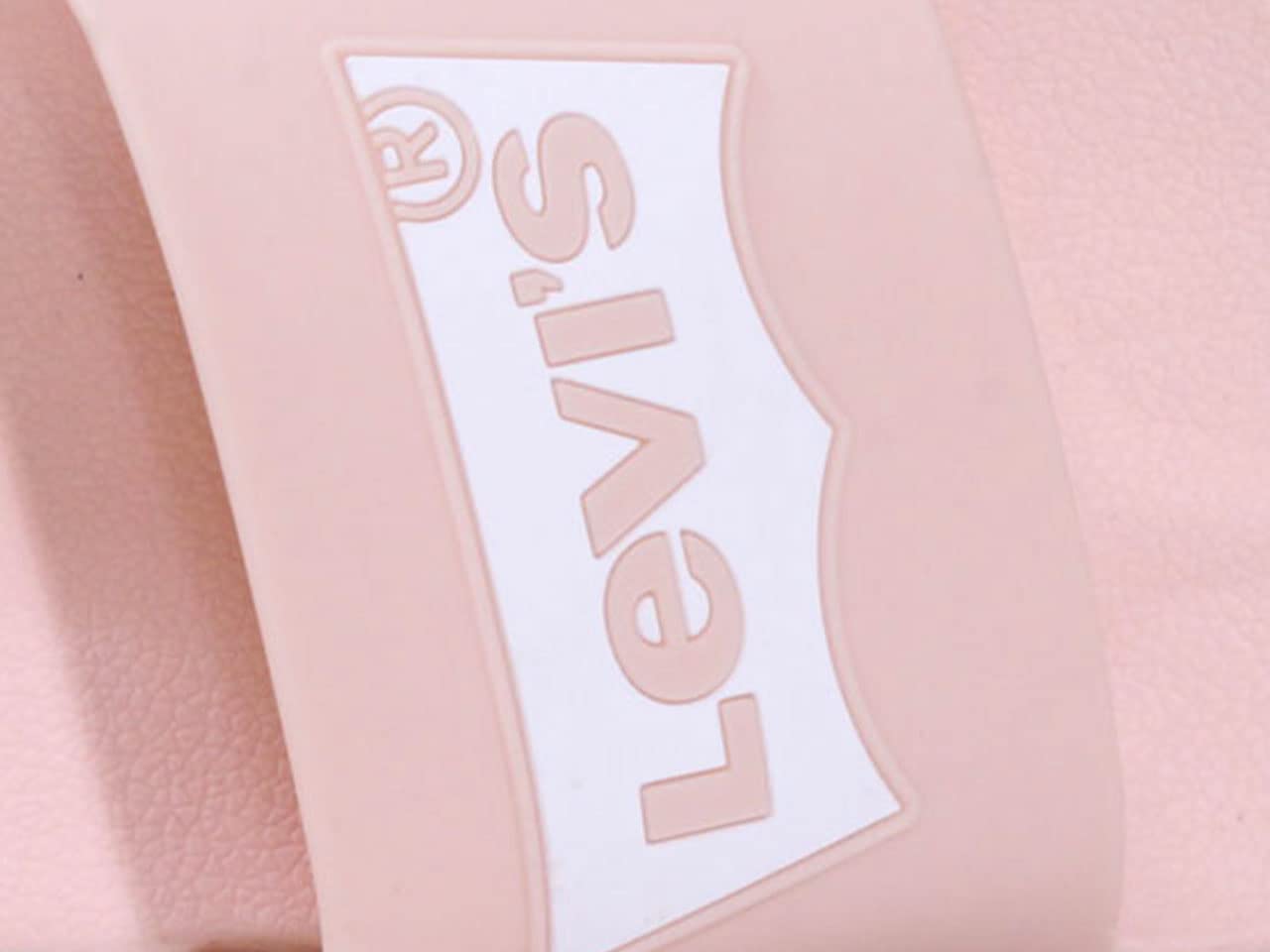 Levi's Women's Batwing Slide Sandals - Slip-On Comfort Shoes with Logo in Blush Pink, Size 8 (520245) | Perfect for Beach, Pool & Summer Outfits