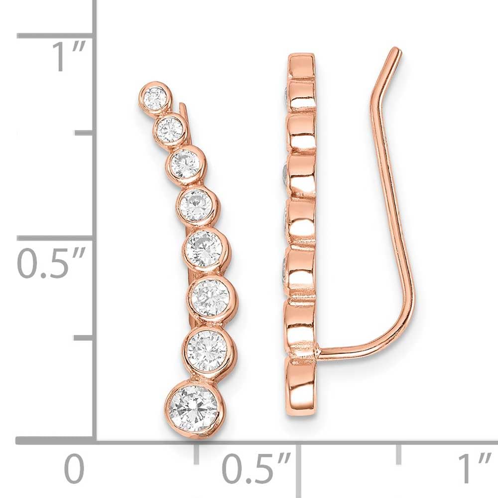 Elegant Sterling Silver Rose-Tone CZ Ear Climber Earrings for Women - Perfect for Weddings, Parties & Special Occasions