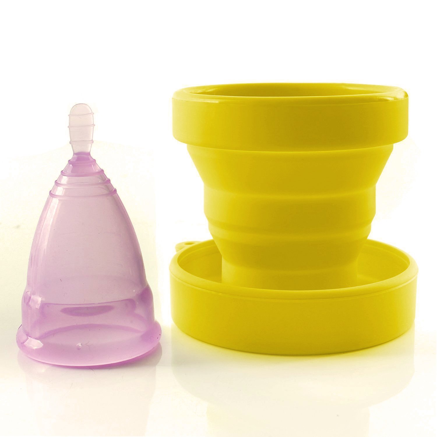 LUCKY CLOVER Foldable Silicone Menstrual Cup Sterilizer & Storage Case - Portable Travel-Friendly Design for Diva Cup & Menstrual Products (Yellow) | Perfect for Home, Travel & On-the-Go Hygiene