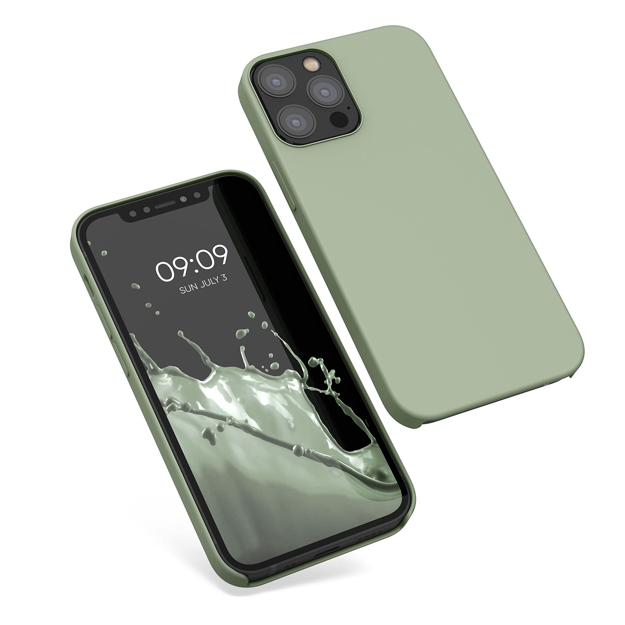 kwmobile Premium TPU Silicone Case for Apple iPhone 12 & iPhone 12 Pro - Soft Protective Phone Cover in Gray Green - Perfect for Everyday Use & Drop Protection