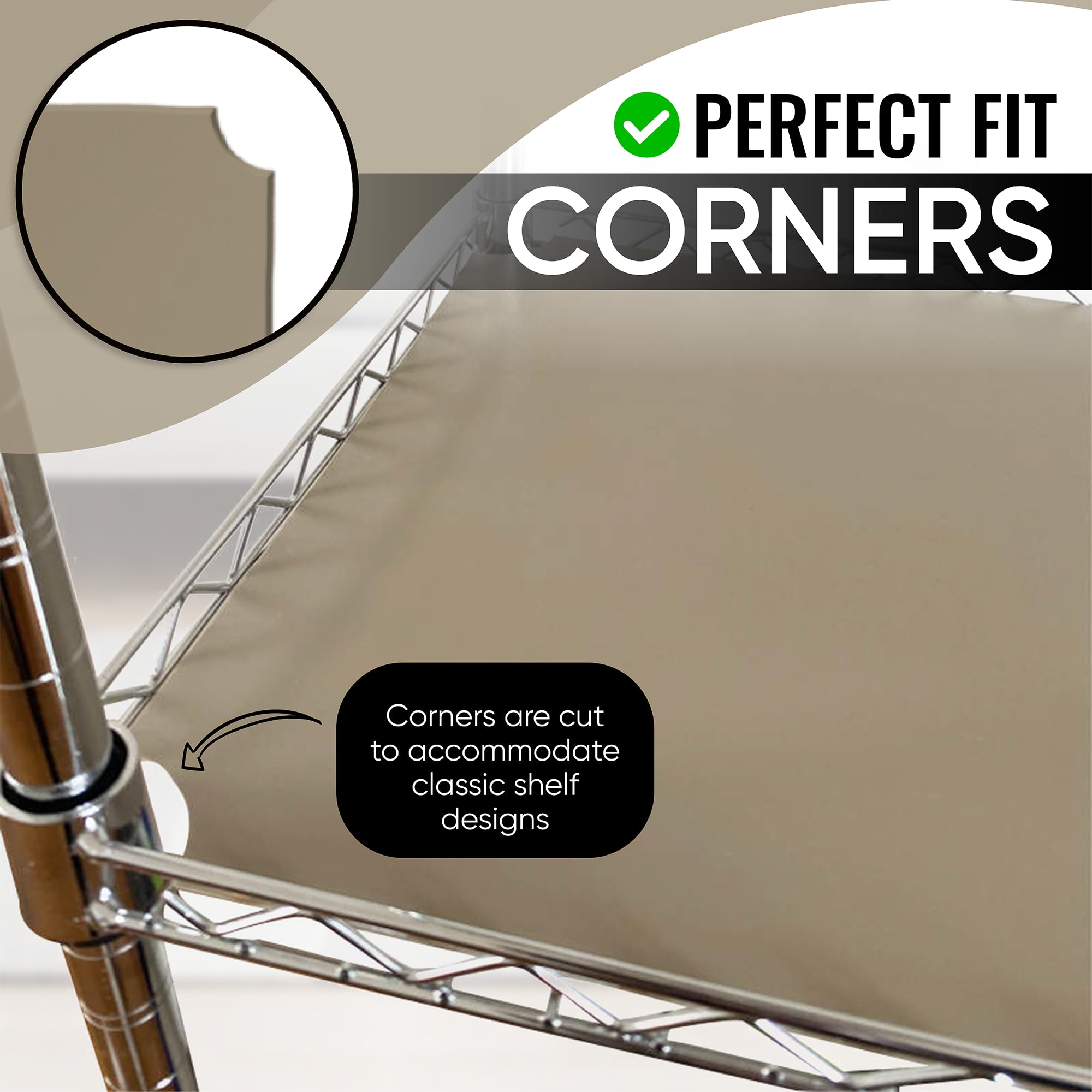 Premium Wire Shelf Liner Set of 4 - Heavy Duty Waterproof Plastic & Metal Rack Shelf Mat - Non-Slip Wire Shelving Cover for Closet, Pantry, Kitchen & Garage Storage (Beige, 14