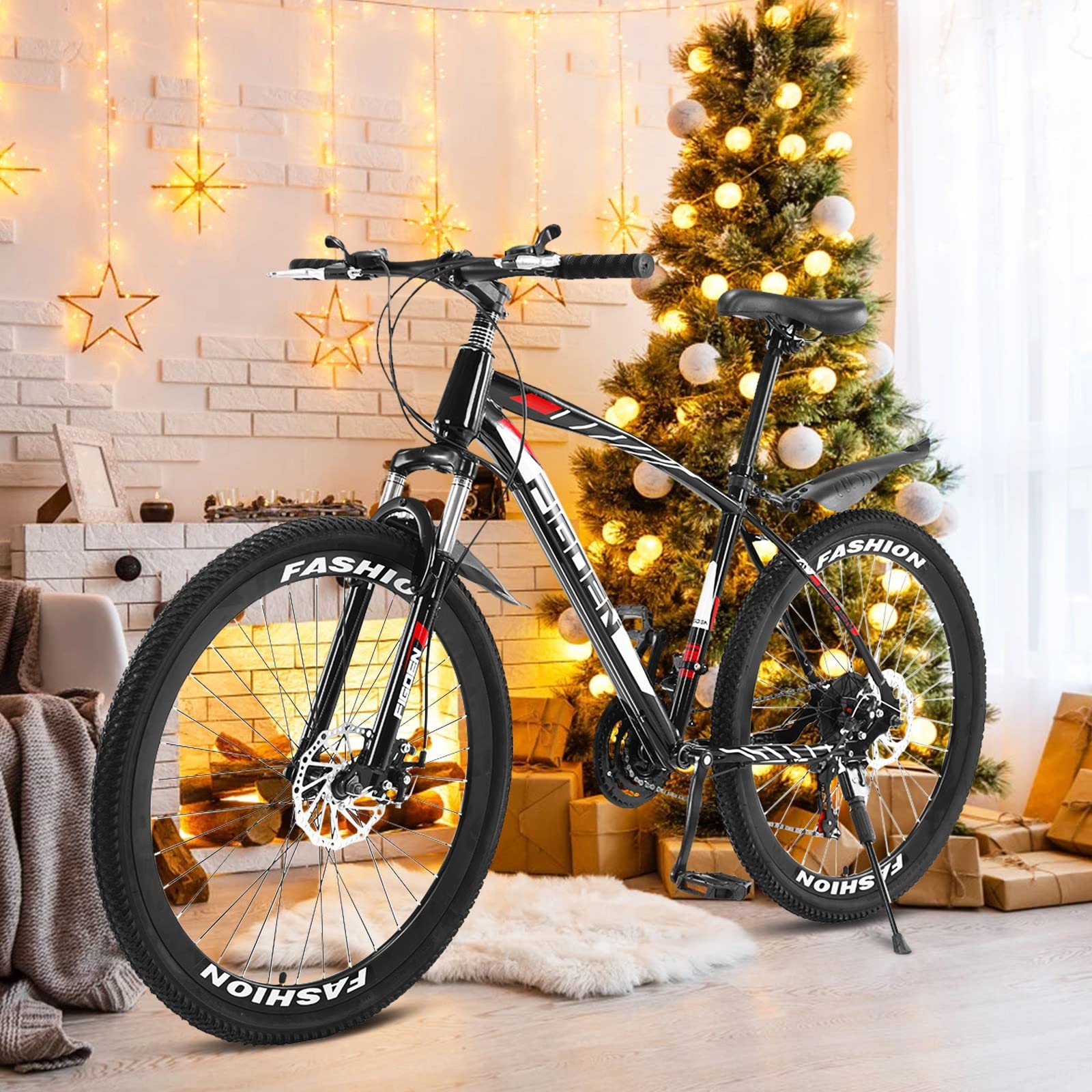 26 Inch High Performance Carbon Steel Mountain Bike with Shimano 21-Speed Gears & Full Suspension - Perfect for Trail Riding, Off-Road Adventures & Mountain Cycling