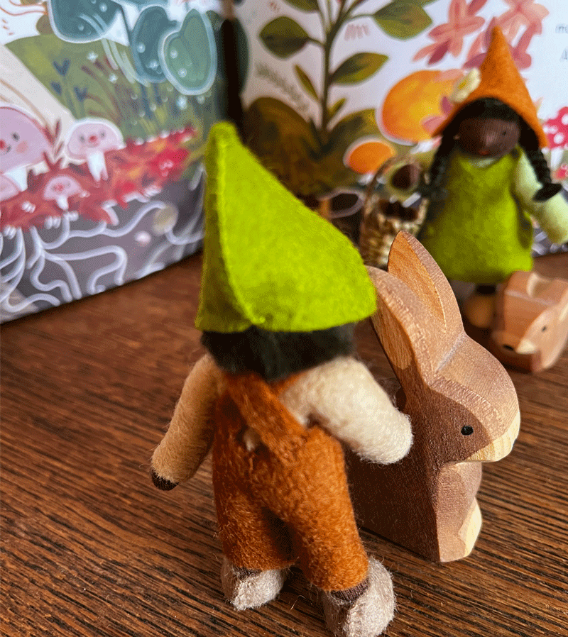 Handmade Waldorf Felt Gnome Doll for Dark Skin Toddlers - Perfect for Imaginative Play, Waldorf Education, and Nursery Decor