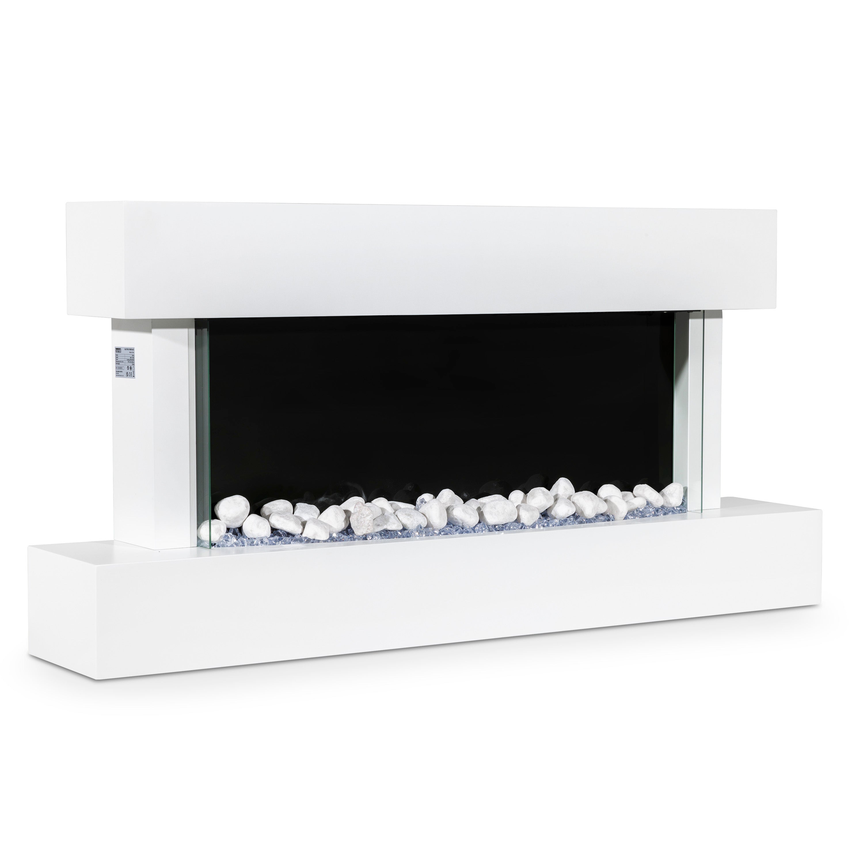 Baridi 46 Inch Electric Fireplace Wall Mounted with Realistic LED Flame Effects - White DH113 - Perfect for Living Room, Bedroom & Office Heating & Ambiance