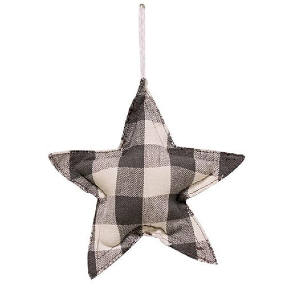Buffalo Check Star Ornament - Christmas Tree Decor, Holiday Home Decoration, Rustic Farmhouse Style for Xmas Party & Winter Festive Decorating