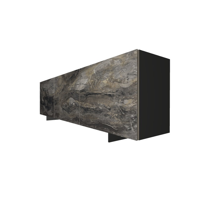 FOCUS Crystalart Sideboard - Modern Buffet Cabinet with Glass Doors for Dining Room Storage | Perfect for Home Decor, Living Room & Entryway Organization