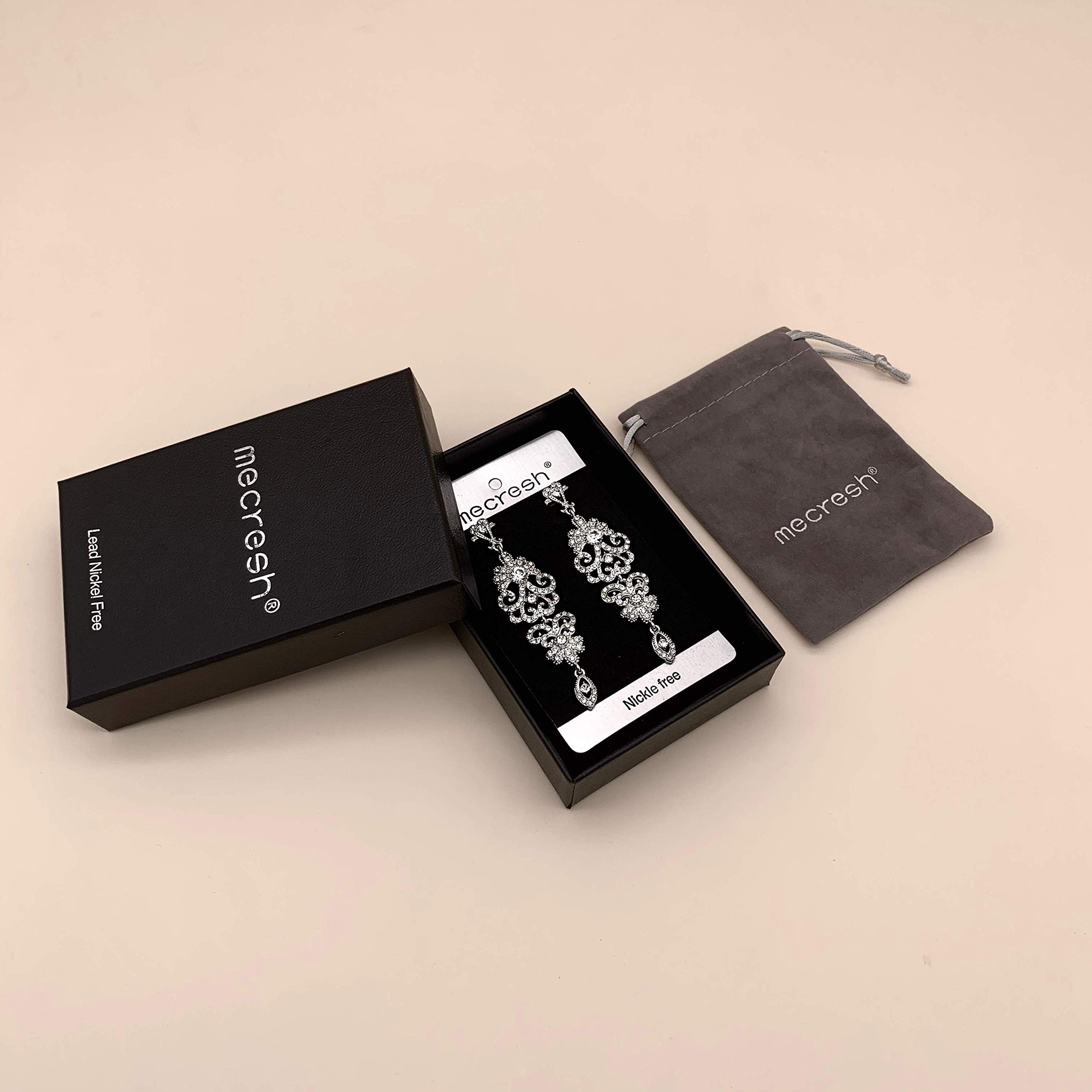 Mecresh Gold and Silver Rhinestone Chandelier Wedding Earrings for Brides – Elegant Dangle Earrings for Bridal Shower, Prom, Evening Party, and Special Occasions