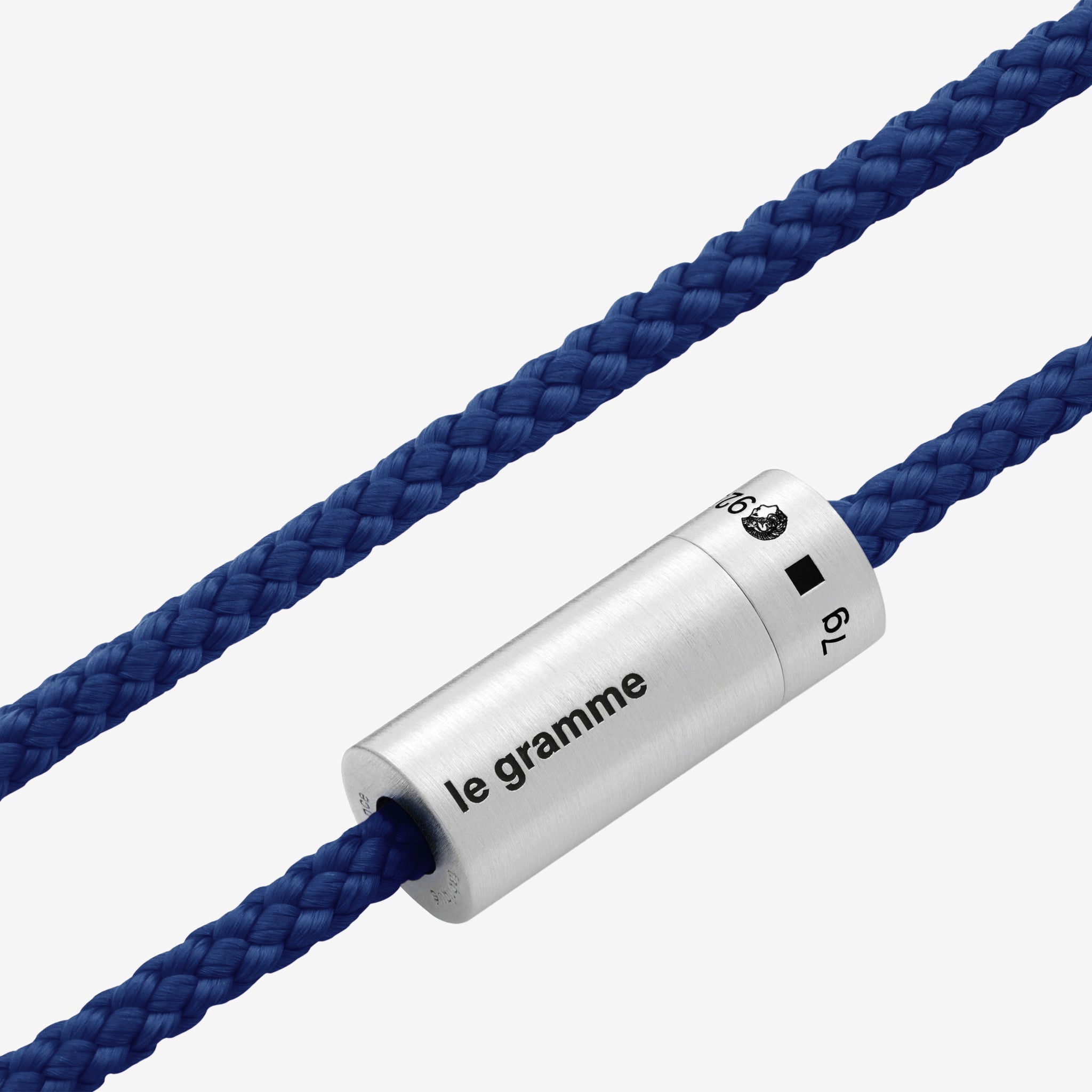 7g Brushed Sterling Silver & Blue Polyester NATO Cable Bracelet for Men - Durable Military Style Wristband for Outdoor, Casual & Formal Wear