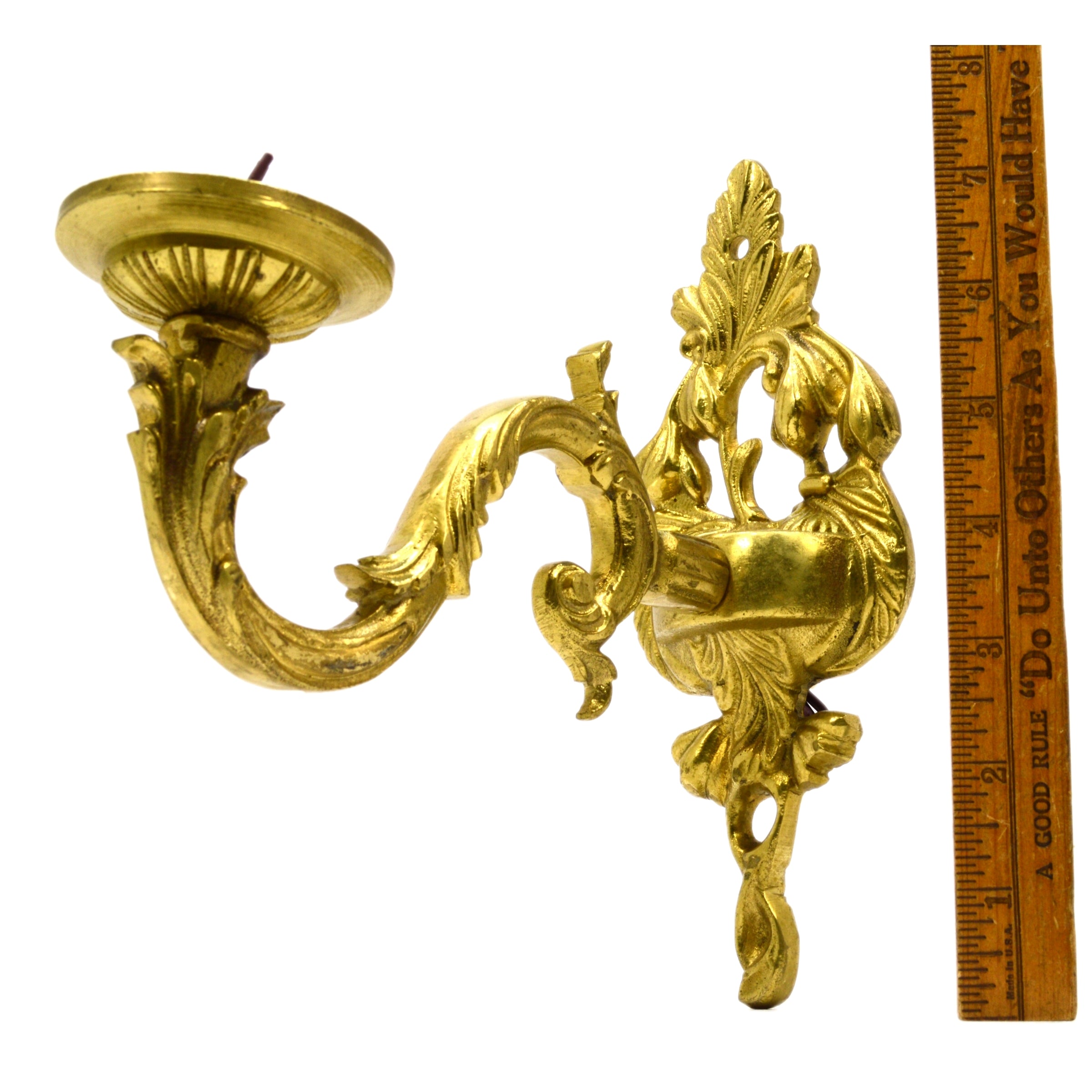 Vintage Brass Electrified Candle Sconce Wall Light - Classic Home Decor for Living Room, Bedroom & Dining Area Lighting