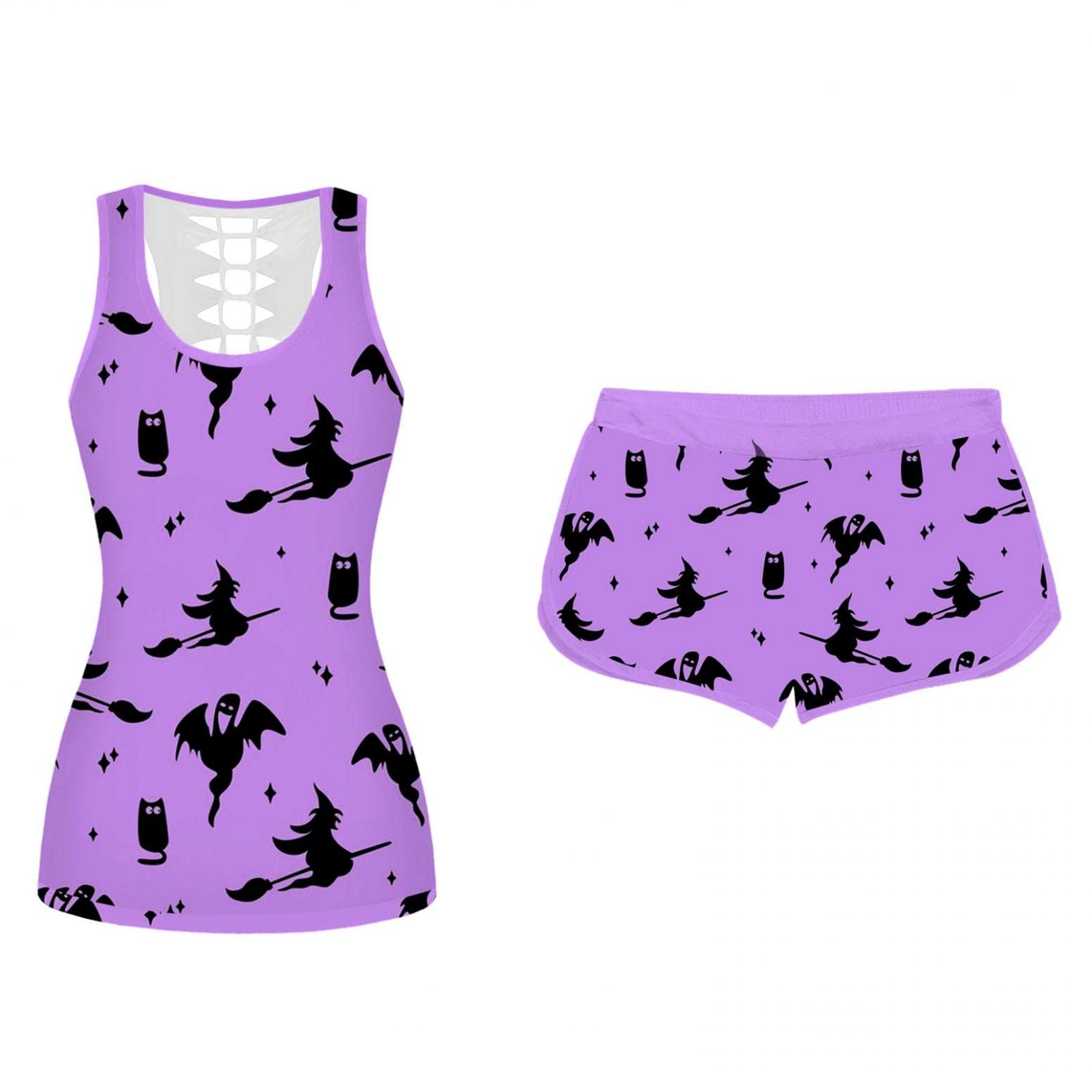 Halloween Pajamas for Women - Plus Size 2-Piece Sleepwear Set for Christmas & Cosplay