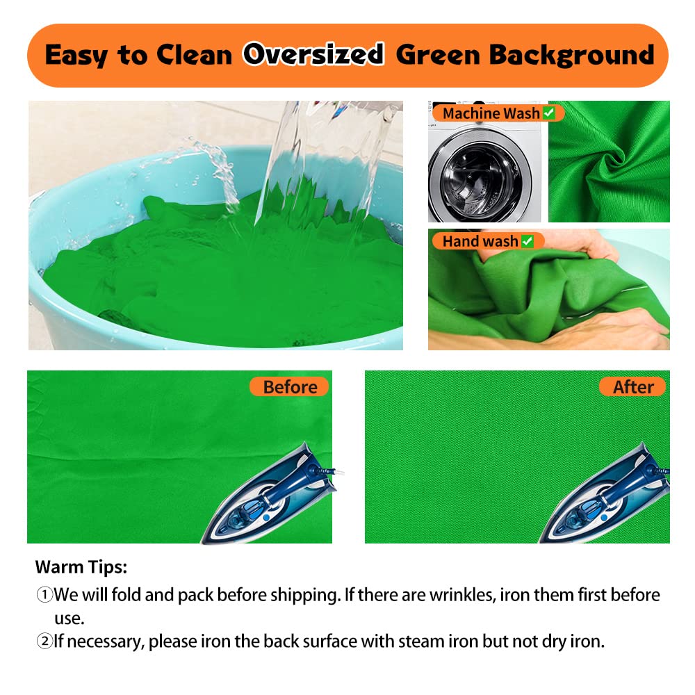 10x20 FT Chroma Key Green Screen Backdrop for Photography & Video Streaming - Large Seamless Fabric Studio Curtain - Perfect for YouTube, Twitch, Zoom Backgrounds & Professional Video Recording