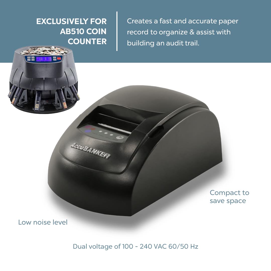 AccuBANKER MP20-510 Thermal Printer for AB510 Bill Counter - Fast & Quiet Bill Verification Reports | Compact Money Counting Accessory for Banks, Retail Stores & Cash Offices (AB510 Compatible)
