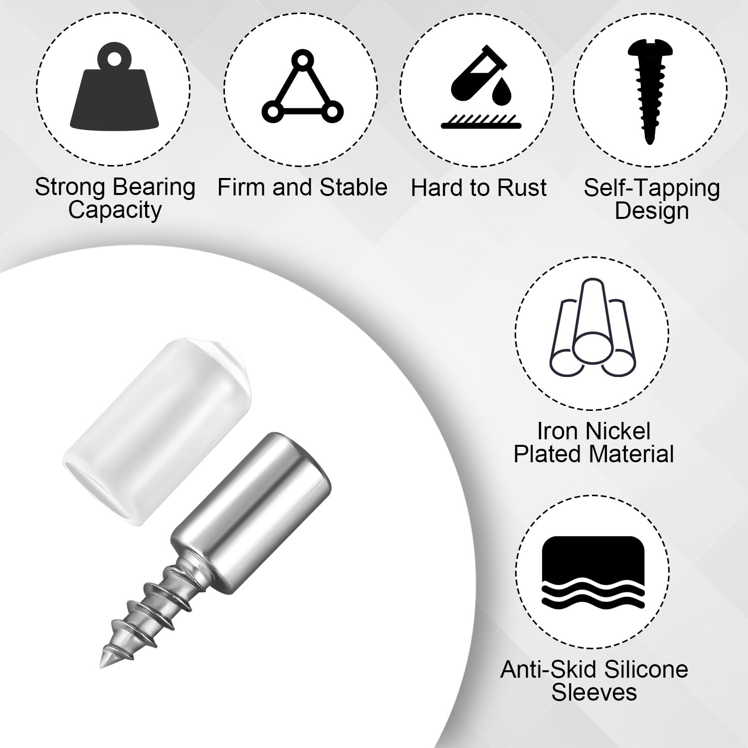 40pcs Self-Tapping Cabinet Screws with Anti-Skid Sleeves - for Shelves & Closet Organizers