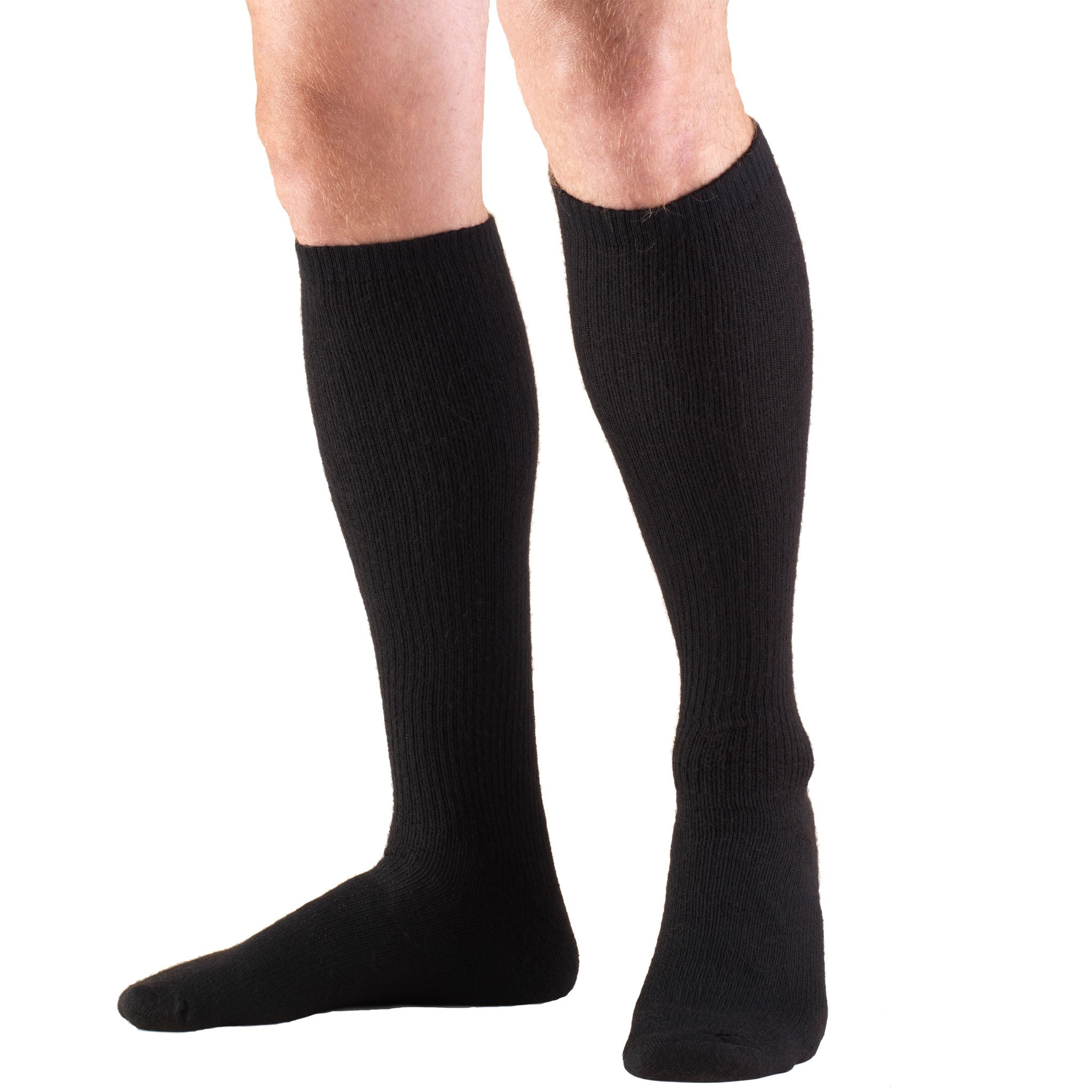 Truform Medical Compression Socks for Men & Women - 8-15 mmHg Knee High Support Socks, Over Calf Length, Black, Large - Ideal for Circulation, Travel, Running & Nursing Professionals