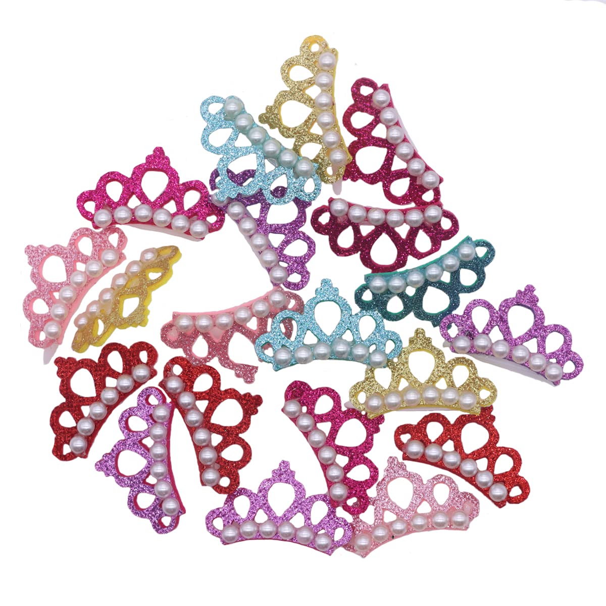 Wepetyo 20 PCS Mixed Color Pet Crown Hair Clips - Cute Princess Hairpins for Cat & Dog Grooming - Perfect for Long & Medium Hair - Great for Pet Parties, Photo Shoots & Daily Styling