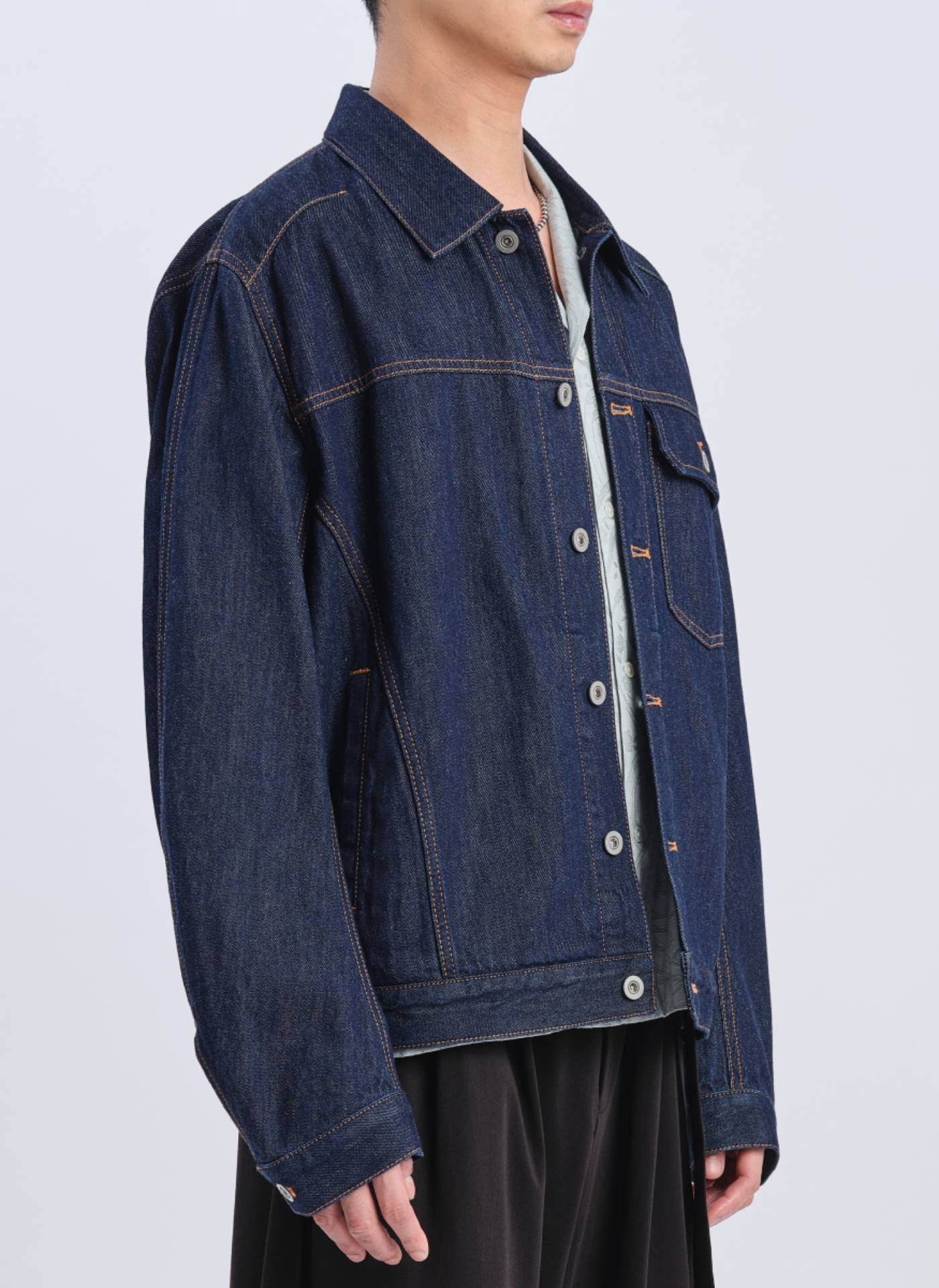 Indigo Cotton Linen Denim Jacket for Women - Vintage Washed Denim Coat with Button Front - Casual Outerwear for Spring, Fall & Travel