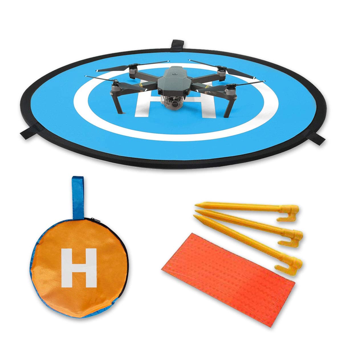 Waterproof 43'' Universal Drone Landing Pad - Fast-Fold Double-Sided Quadcopter Helipad for DJI Mavic Pro, Phantom 2/3/4, Spark, Inspire 1/2 | Portable RC Helicopter Landing Mat for Outdoor Aerial Photography & Drone Racing