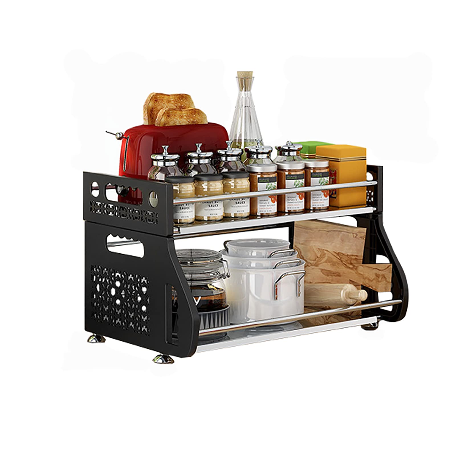 2/3/4/5/6 Tier Rolling Stackable Vegetable Fruit Basket Organizer - Metal Storage Cart with Wheels for Kitchen, Pantry, Closet, Bedroom, Bathroom & Garage - Perfect for Organizing Fruits, Vegetables, Groceries & Household Items (50cm/19.68in)