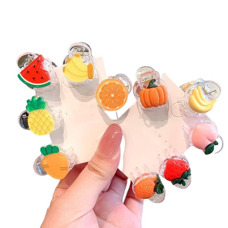 20 Pcs Transparent Cartoon Fruit Hair Clips for Girls - Colorful Barrettes, Hair Pins & Claw Clips | Kids Hair Accessories for School, Parties & Daily Styling