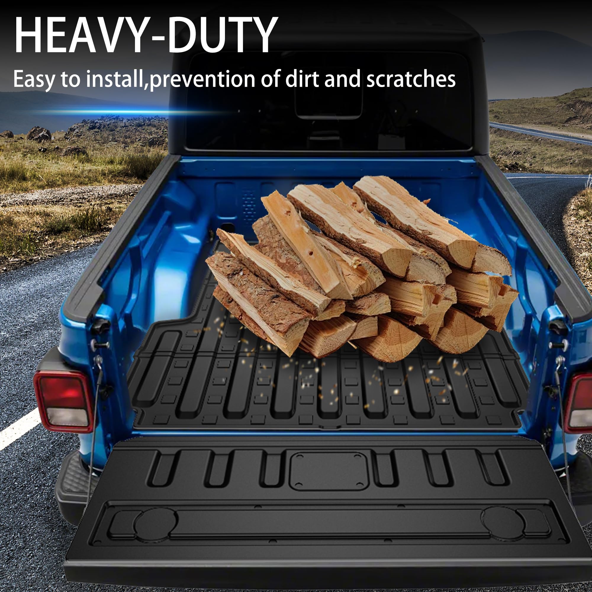 AOMSAZTO Heavy Duty TPE Truck Bed Mat & Tailgate Liner for 2020-2025 Jeep Gladiator JT | Durable Non-Slip Bed Protection | Perfect for Off-Roading, Camping & Hauling Gear