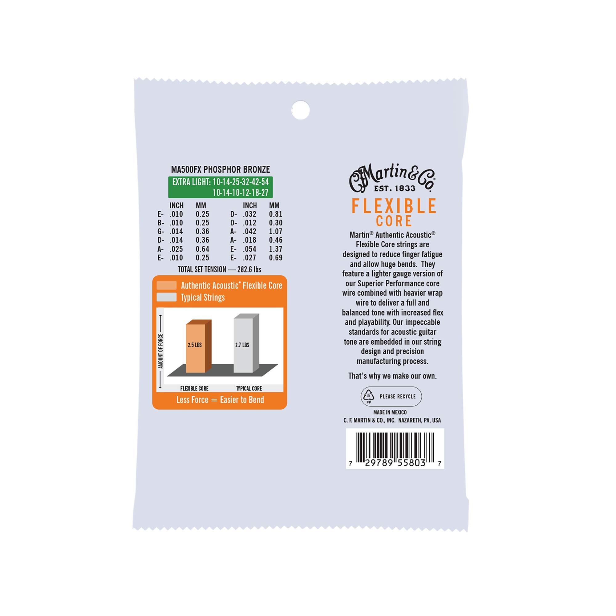 Martin Authentic Acoustic Guitar Strings - Extra Light 10-27 & 10-54 Phosphor Bronze (92/8) for 12-String Guitars | Flexible-Core Design for Enhanced Playability | Perfect for Folk, Country & Fingerstyle Performances