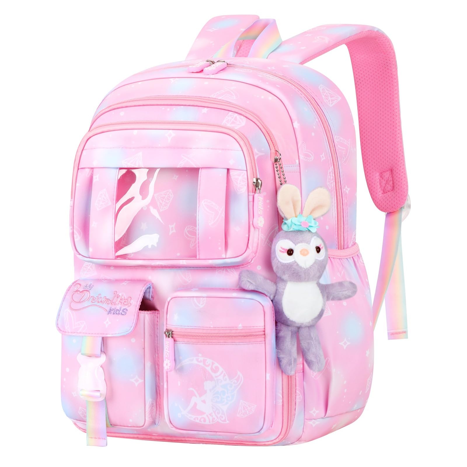 Pink Girls Backpack for Elementary School - Lightweight Kids Bookbag with Multiple Compartments | Perfect for School, Travel & Daily Use