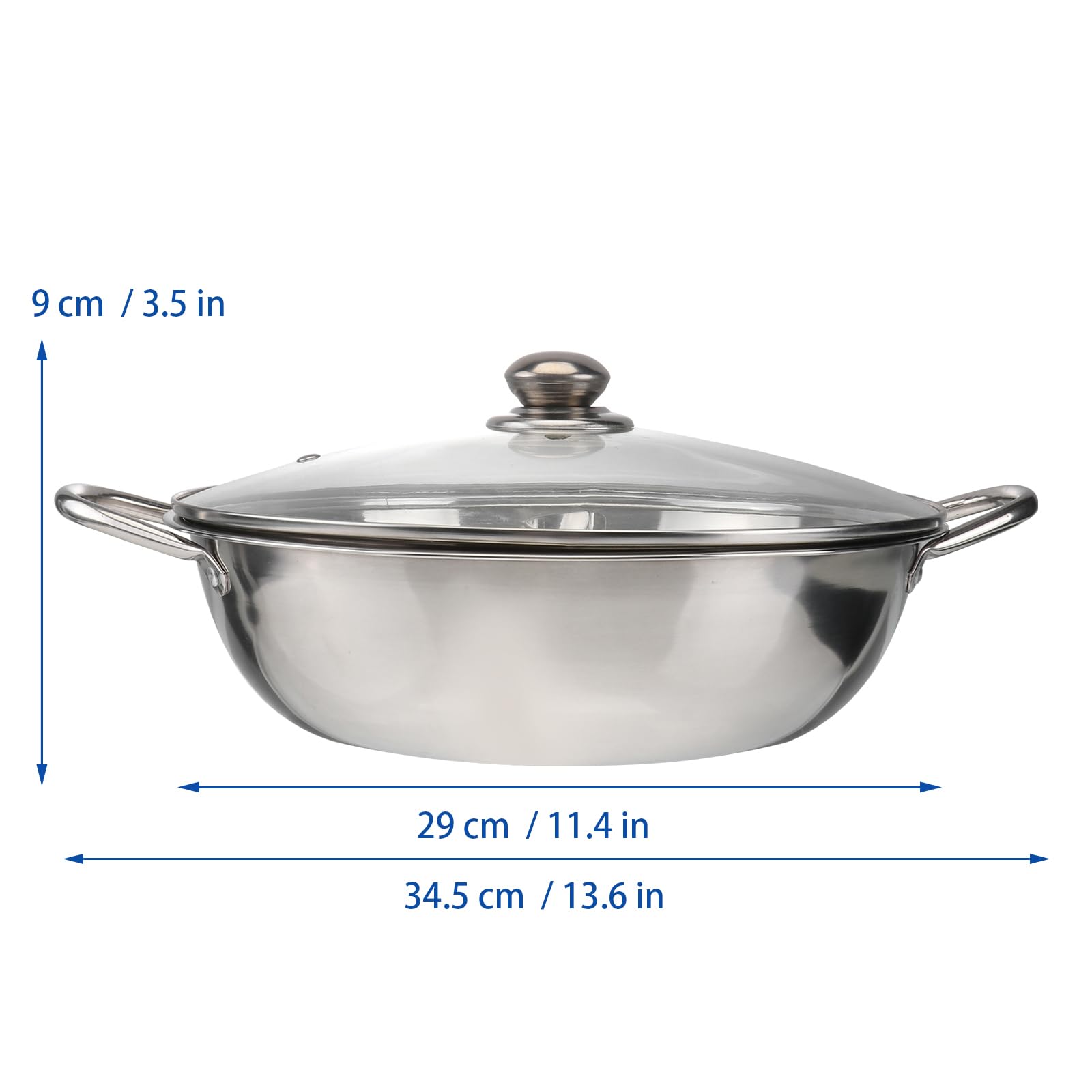 Stainless Steel Twin Divided Hot Pot with Lid - Dual-Sided Induction Cooker for Shabu Shabu, Sukiyaki & More - Compatible with Induction Cooktops & Gas Stoves - Perfect for Family Dinners, Parties & Asian Cuisine Cooking