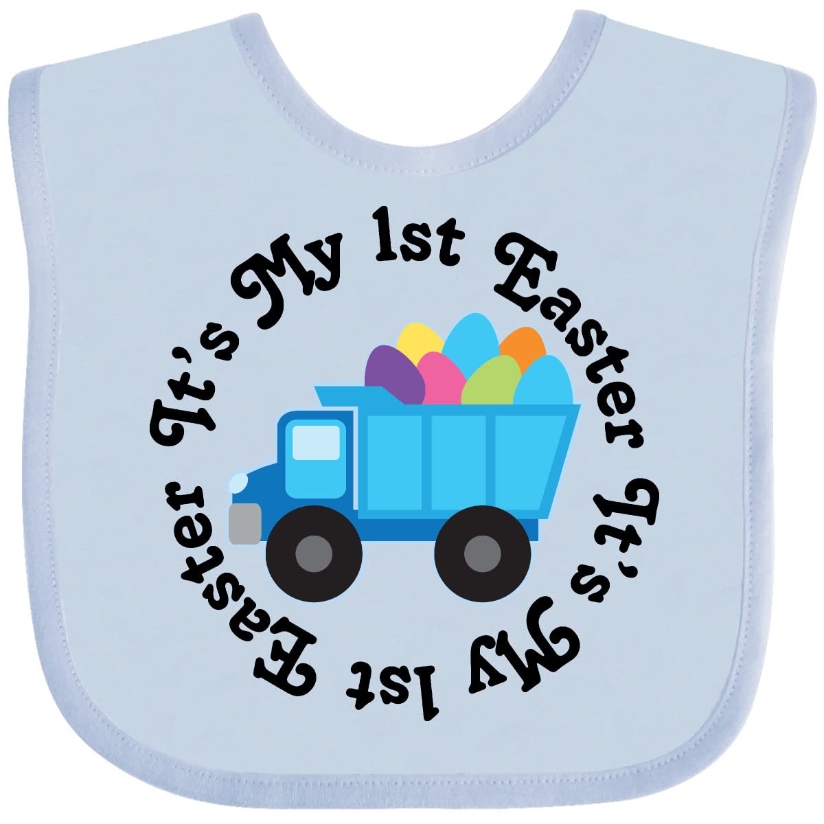 Inktastic 1st Easter Egg Truck Baby Bib - Soft Cotton Drool Bib for Infants & Toddlers - Perfect for Easter Celebrations, Baby Showers & First Birthday Gifts