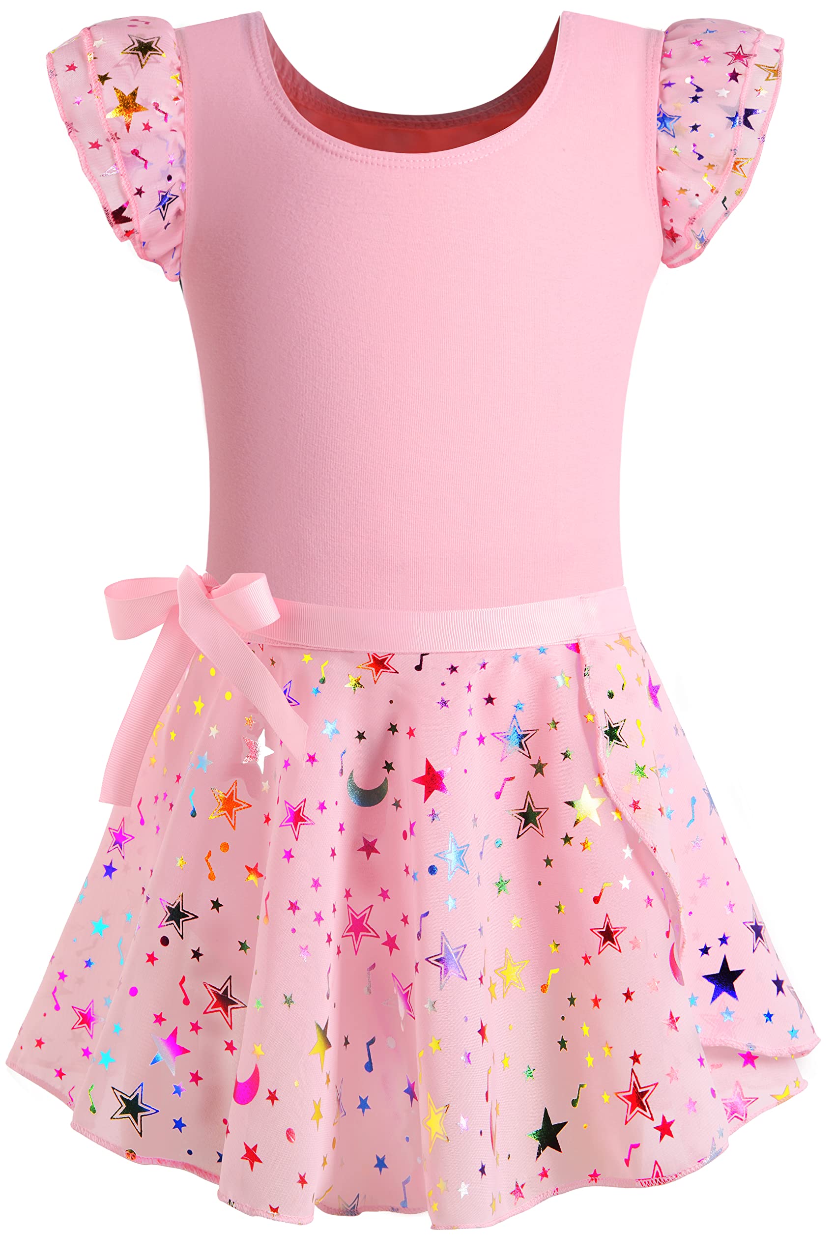 DANSHOW Girls Short Sleeve Leotard with Tutu Skirt - Ballet Dance Costume for Kids - Perfect for Recitals, Performances & Dance Classes