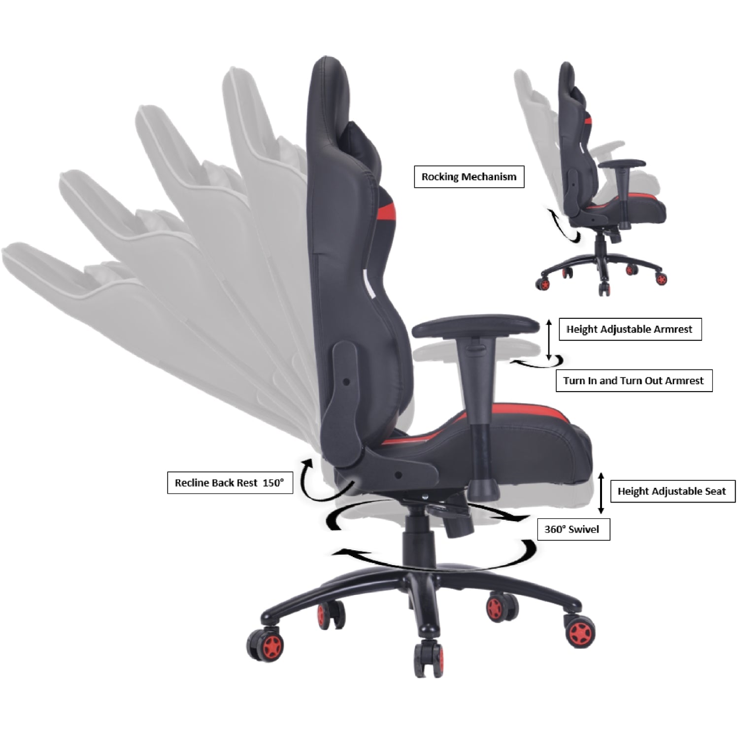 PRO X Series 77A01 Ergonomic Gaming Chair - Black, Red & White Colors - Perfect for PC, Console & Office Gaming Setup