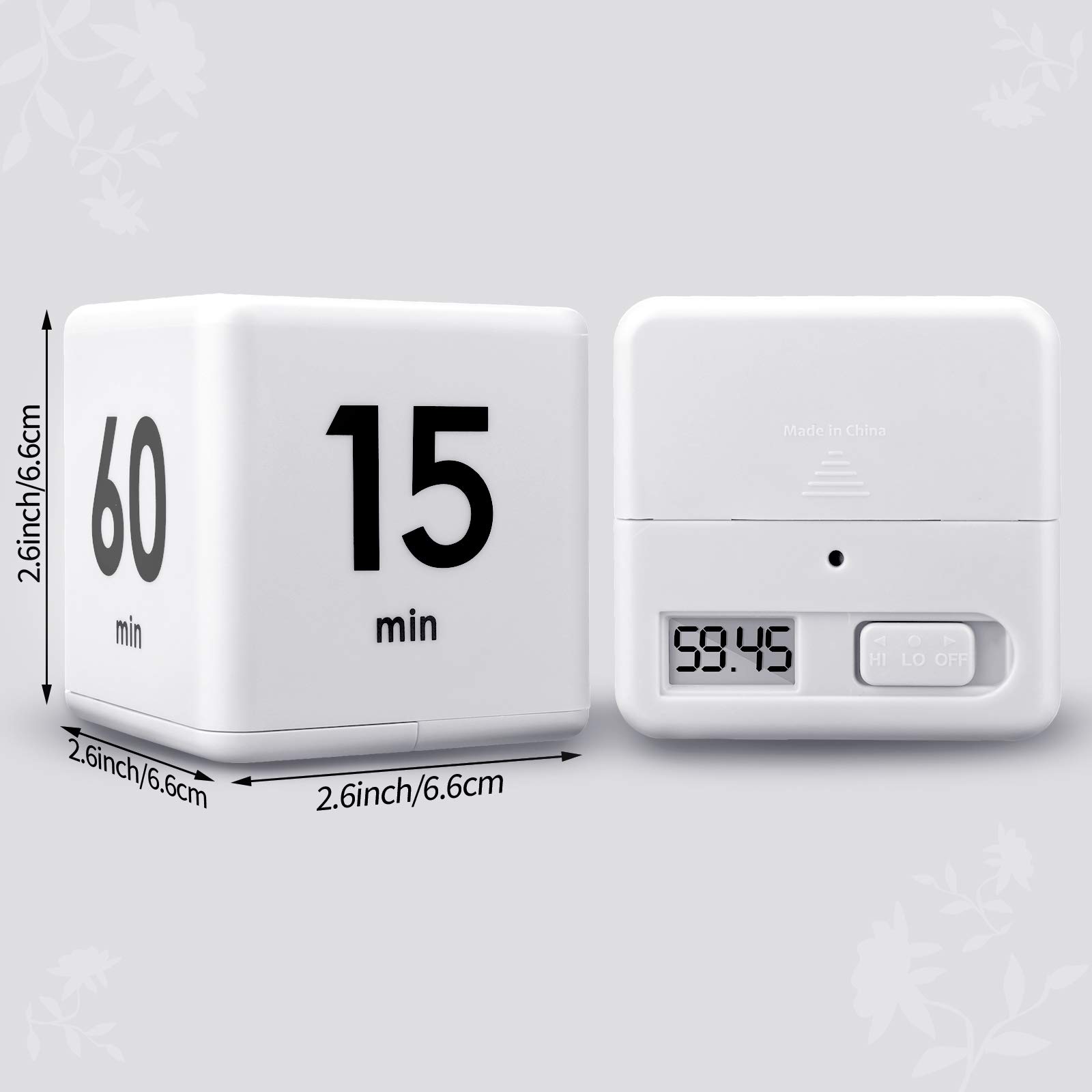 2-Pack Gravity Sensor Cube Timers - 1, 3, 5, 10, 15, 20, 30, 60 Minute Countdown Timer for Kids, Workouts, Games & Time Management (White) - Perfect for Classroom, Gym, Sports Training and Family Game Nights