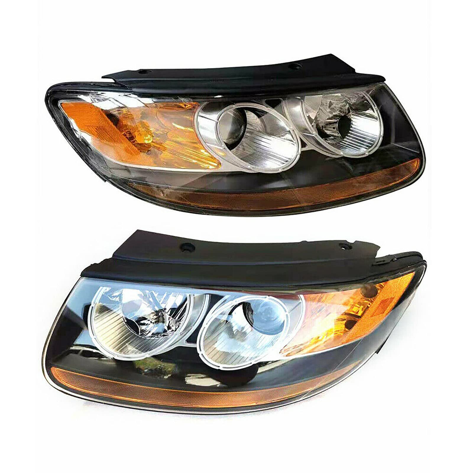 2007-2012 Hyundai Santa Fe Headlights Assembly - Xenon Headlamps Pair (Driver & Passenger Side) with Black Housing & 6-Pin Connector - Direct Replacement for 2008 2009 2010 Models - Perfect for Night Driving & Off-Road Adventures