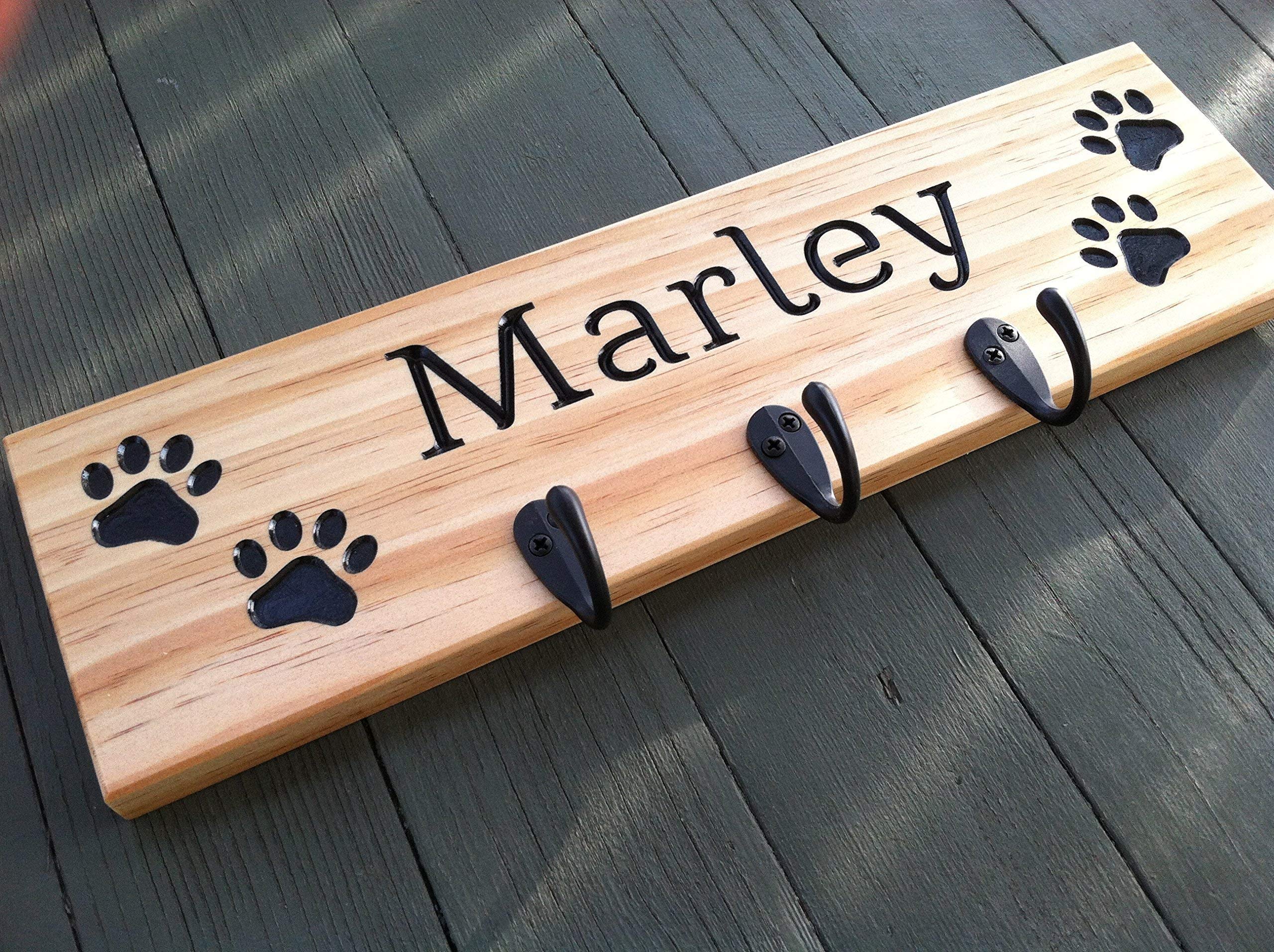 Personalized Dog Leash Holder Wall Mount - Durable Pet Leash Hooks & Hanger for Home Entryway, Garage, or Backyard - Perfect for Organizing Dog Leashes, Collars, and Accessories