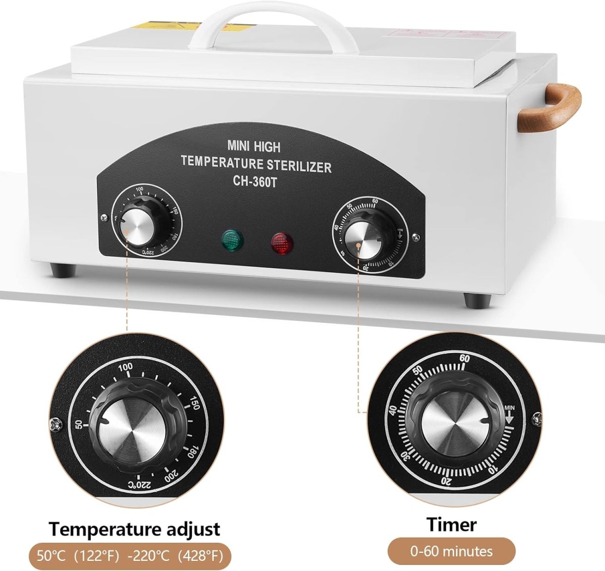 300W 1.5L Mini High Temperature Dry Heat Sterilizer Autoclave Machine - Portable Medical Equipment Sterilization for Dental Tools, Tattoo Needles & Beauty Salon Instruments
