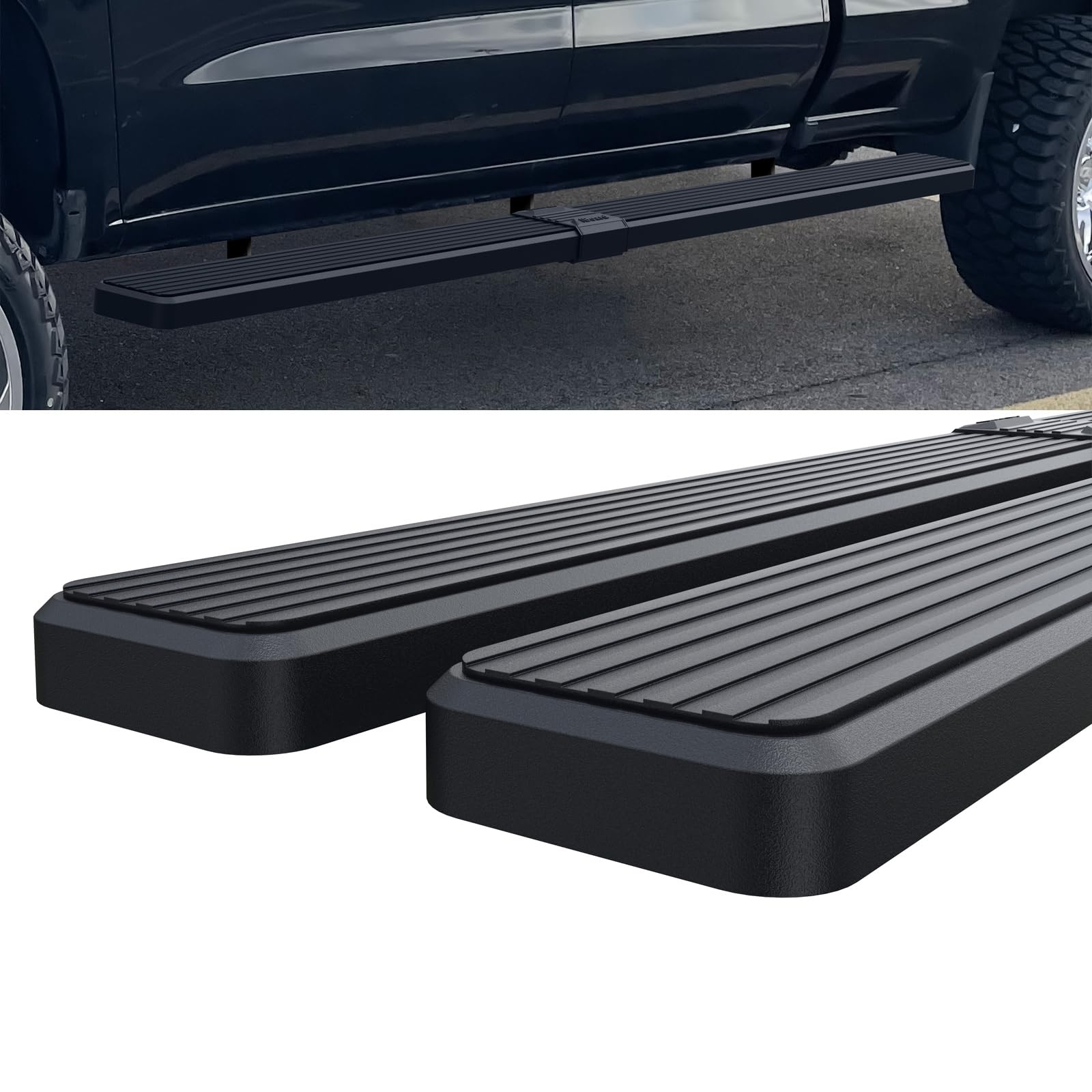 Premium HD Steel Wheel-to-Wheel Running Boards for 2019-2025 Chevy Silverado/GMC Sierra 1500 Extended Cab 6.5ft Bed & 2020-2025 2500/3500 Models (Excludes 2019 1500 LD) - Durable Side Steps for Off-Roading, Truck Access & Enhanced Style