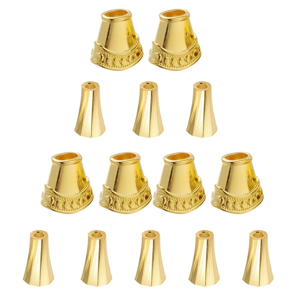 CHGCRAFT 20Pcs 2 Styles 10x7.5mm 18K Gold Plated Brass Bead Cones & End Caps - Antique Golden Spacer Beads for DIY Jewelry Making (Earrings, Necklaces, Bracelets) - Perfect for Boho, Vintage & Handmade Jewelry Designs