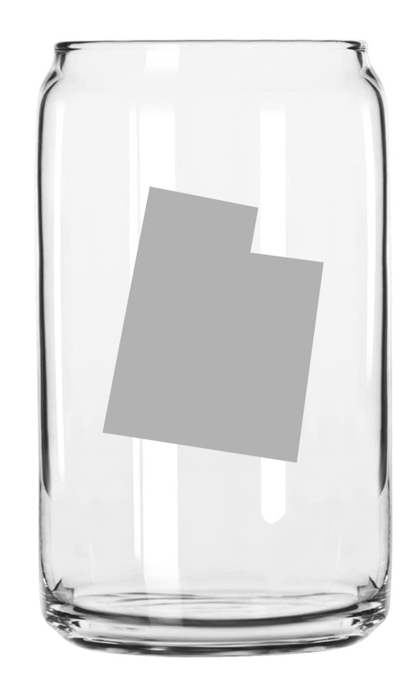Utah States Etched 16oz Beer Can Glass - Insulated Stainless Steel Tumbler for Cold Drinks - Perfect for Tailgating, Camping & Home Bar Use