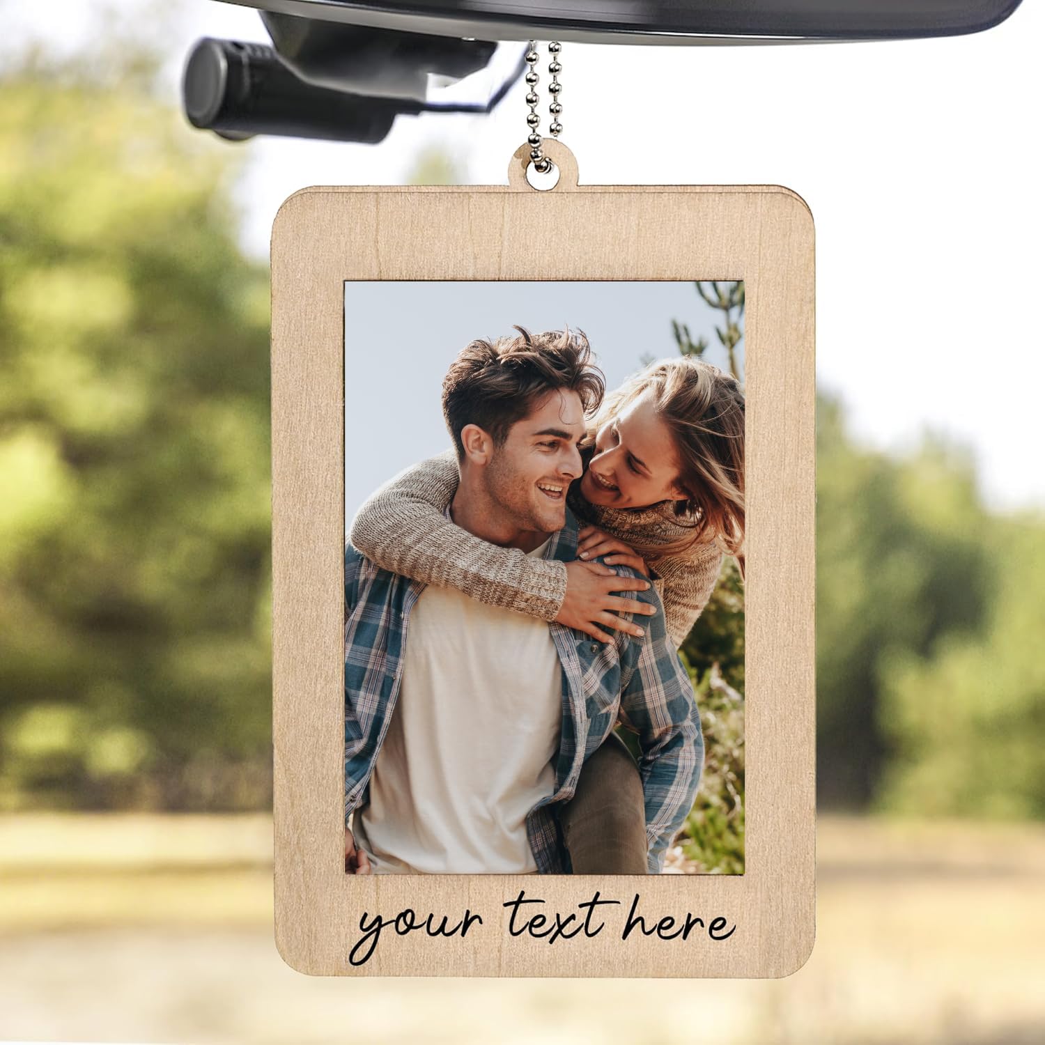 Personalized Car Hanging Photo Frame - Custom Rear View Mirror Accessory for Valentine's Gift (Him/Her) - Drive Safe Car Ornament with Picture Holder - Perfect for Road Trips, Commuting & Anniversary Presents